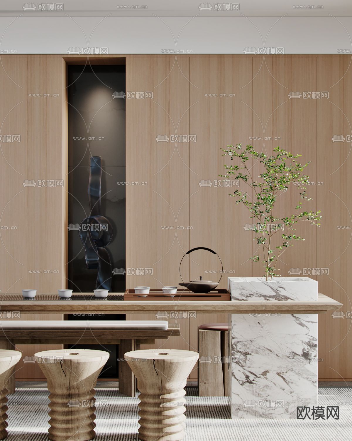 北欧复式客餐厅3d模型下载（渲染图4）