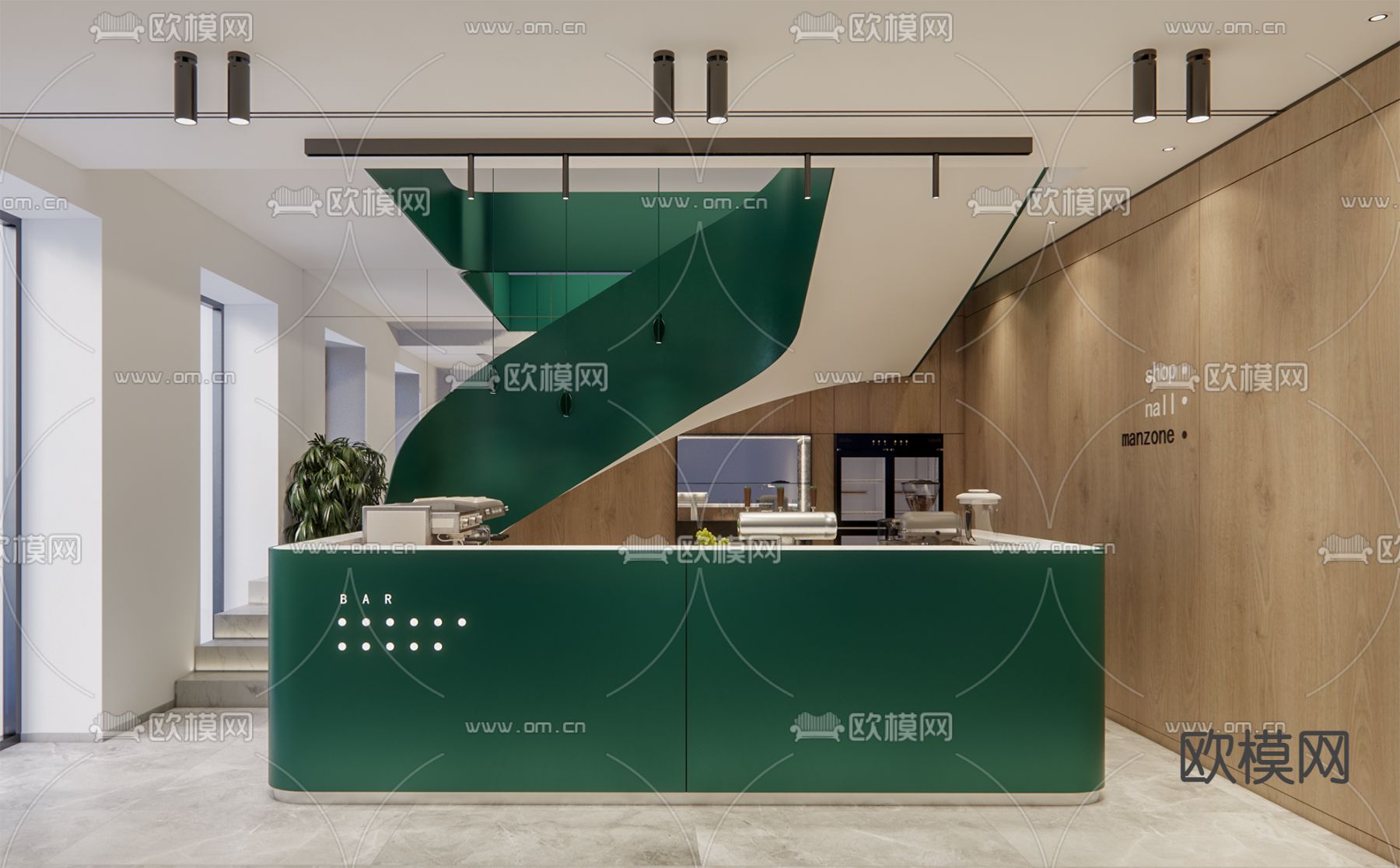 现代办公室前台su模型