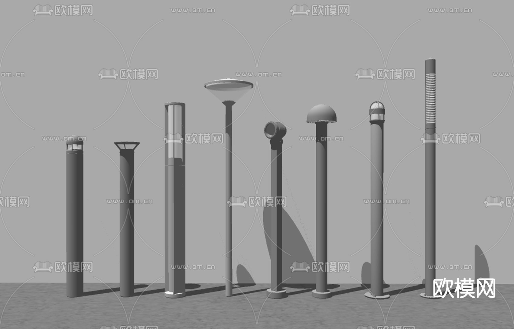现代户外灯草坪灯su模型