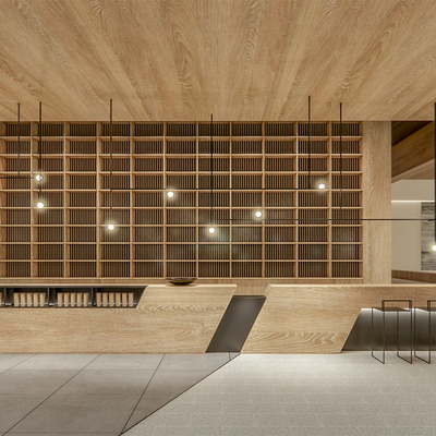  现代酒店前台售楼部前台su模型 