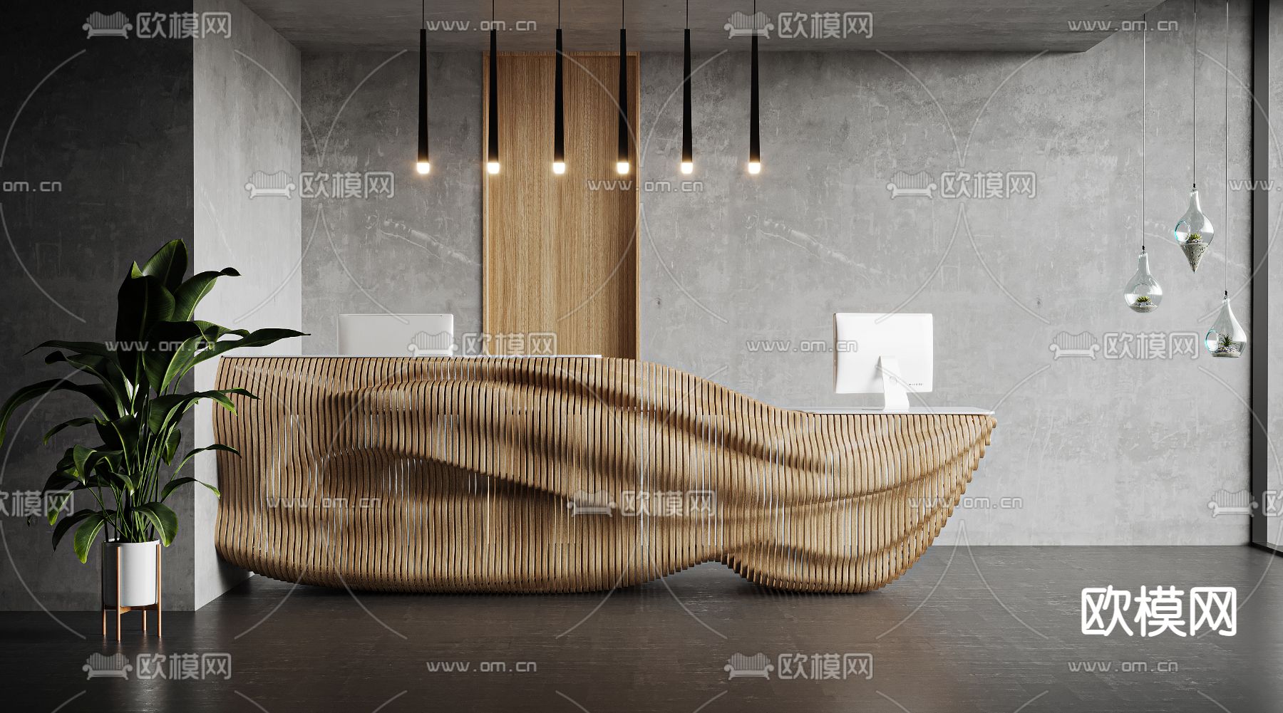 现代异形前台接待他3d模型下载