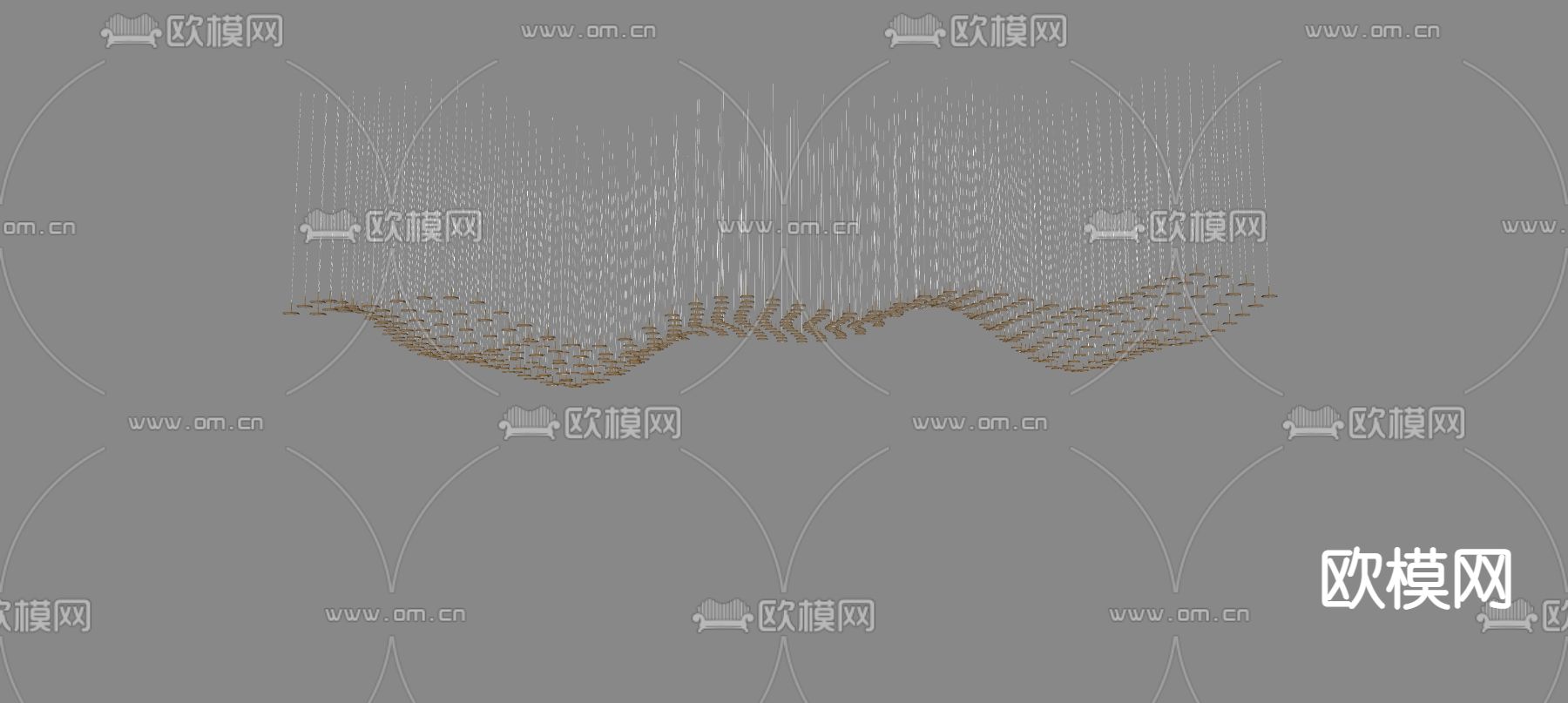 现代波浪艺术吊灯su模型下载（渲染图2）