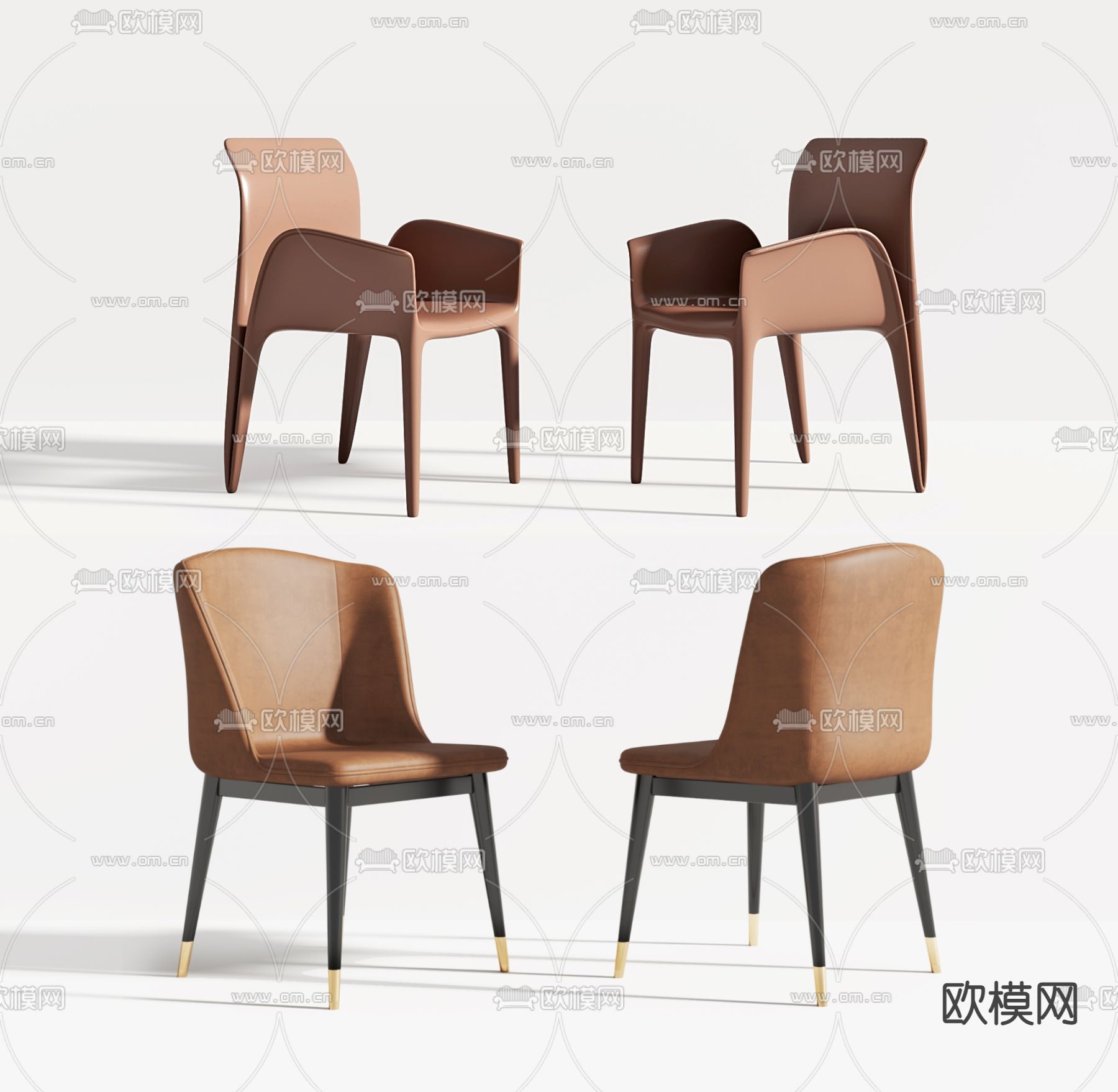 现代皮革休闲椅3d模型下载