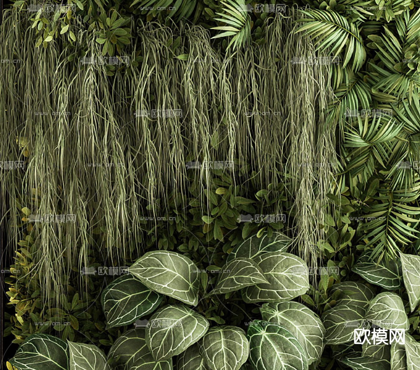 现代绿植墙3d模型