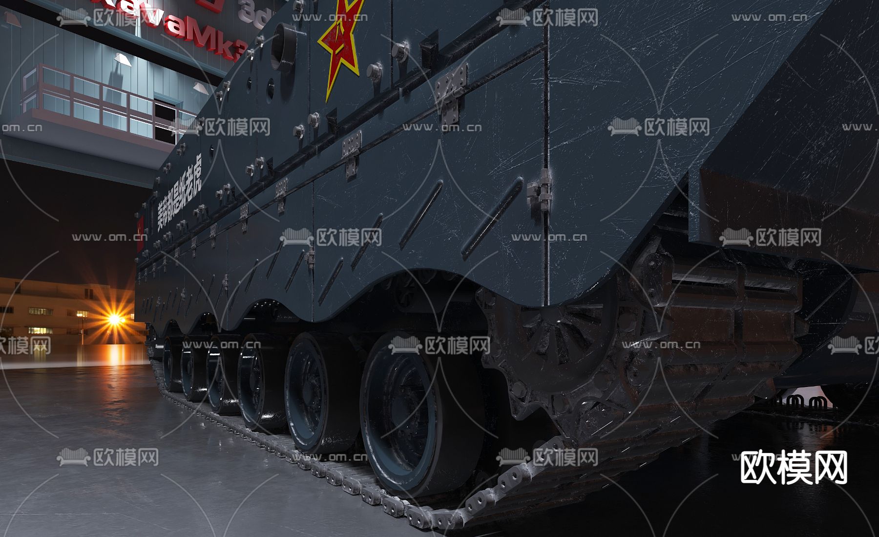 现代军用步兵战车装甲车3d模型下载（渲染图2）