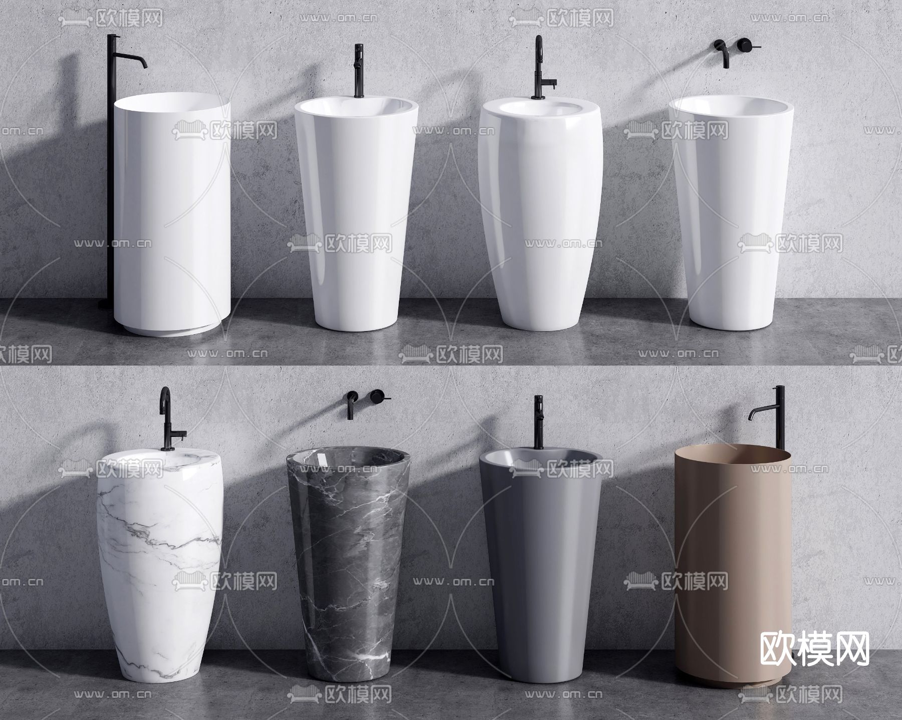 现代洗手台盆su模型下载（渲染图1）