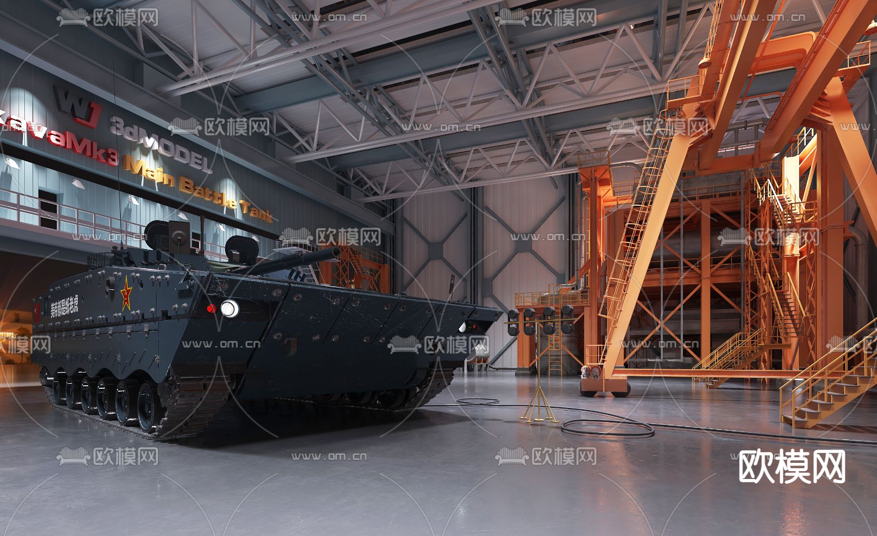 现代军用步兵战车装甲车3d模型下载（渲染图1）