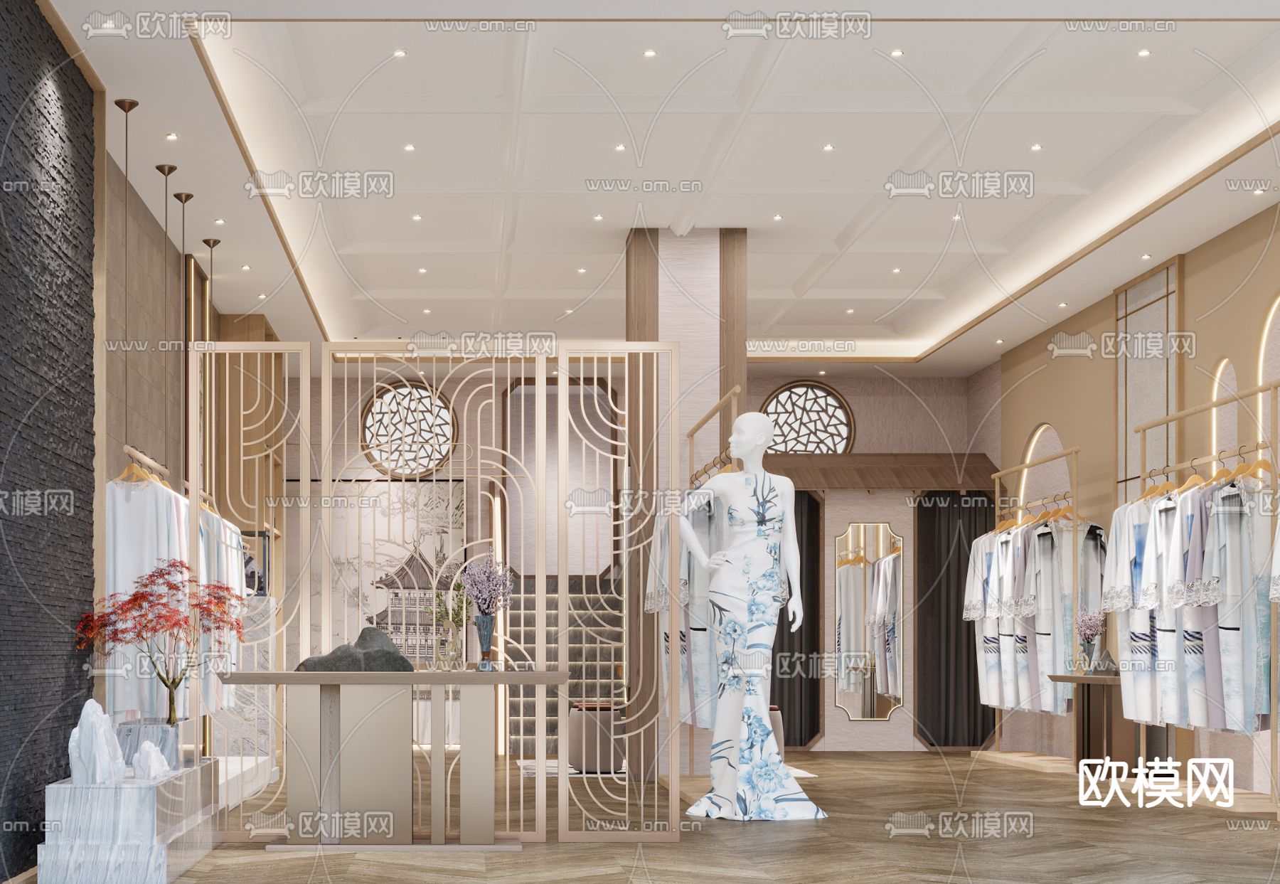 新中式旗袍服装店3d模型