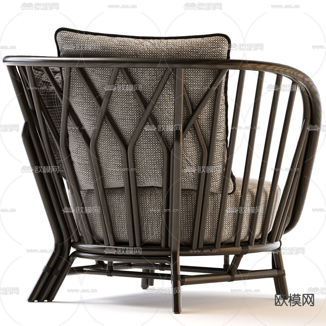 北欧布艺休闲户外椅3d模型下载（渲染图2）