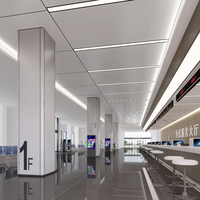  现代办事服务大厅su模型 