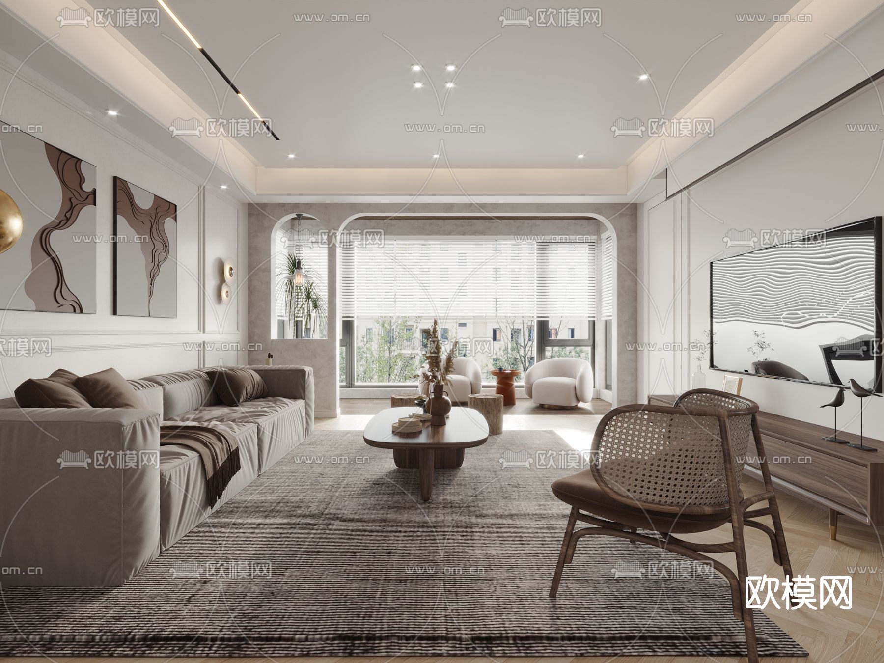 北欧客餐厅3d模型下载（渲染图3）