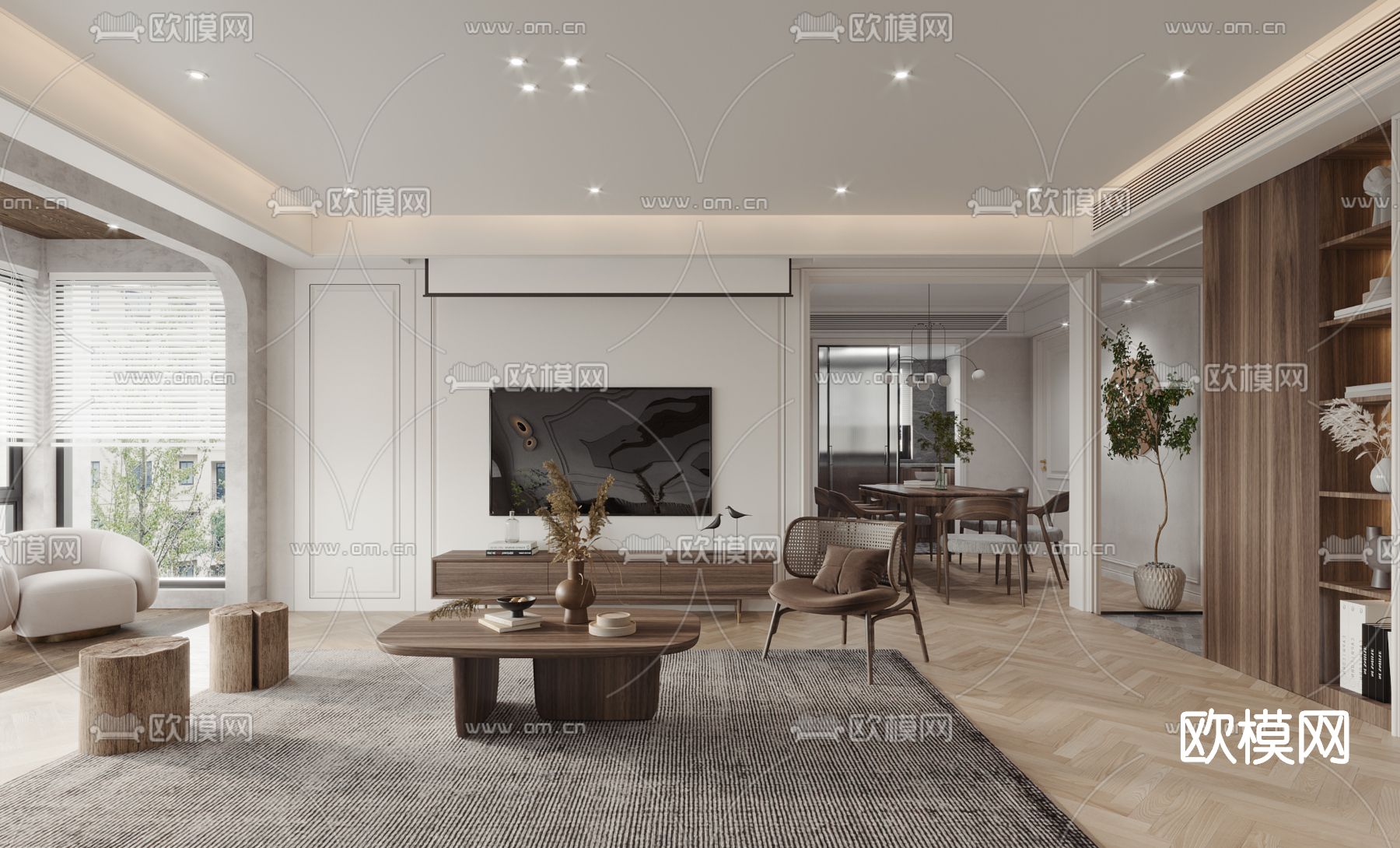 北欧客餐厅3d模型下载（渲染图2）