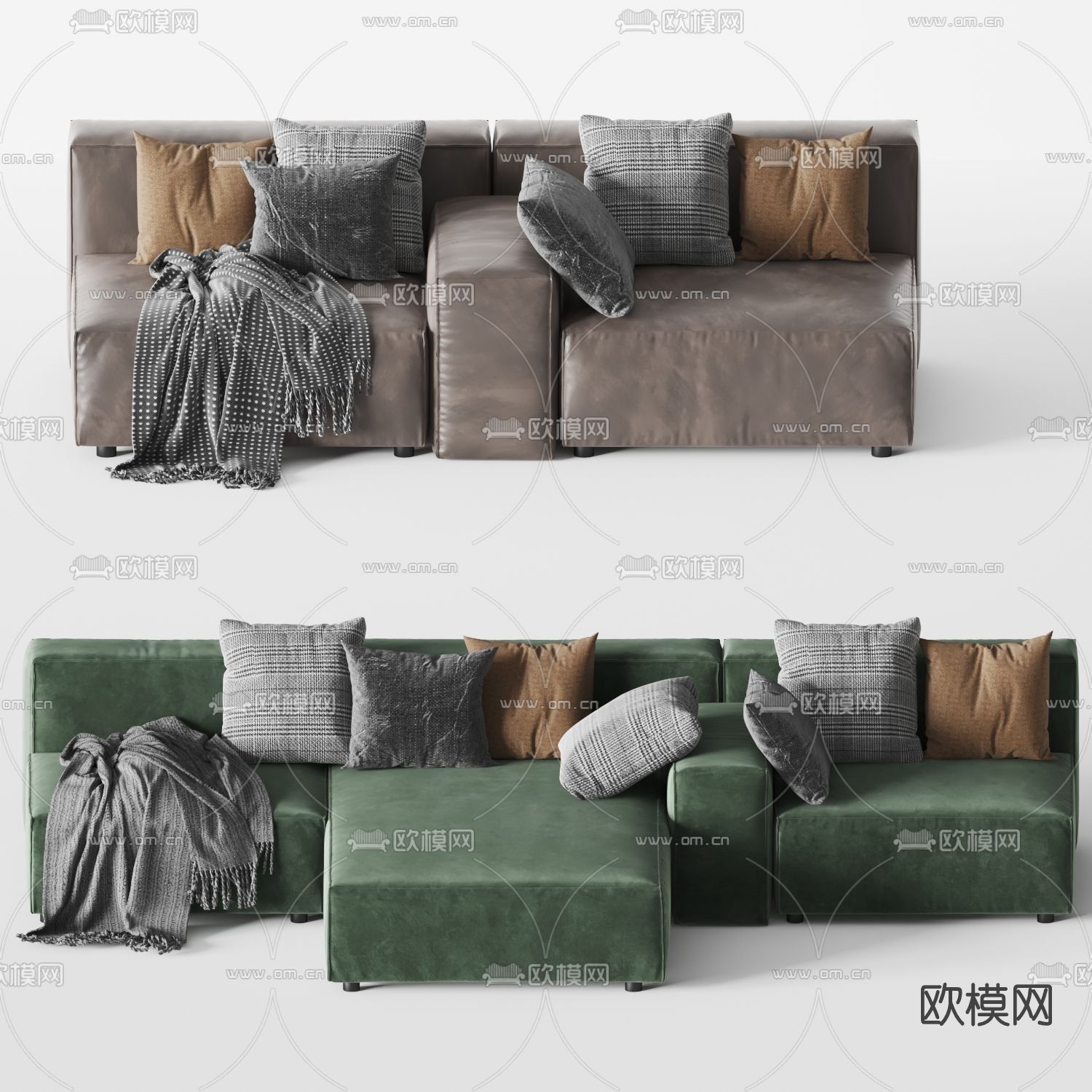 现代布艺转角沙发3d模型下载