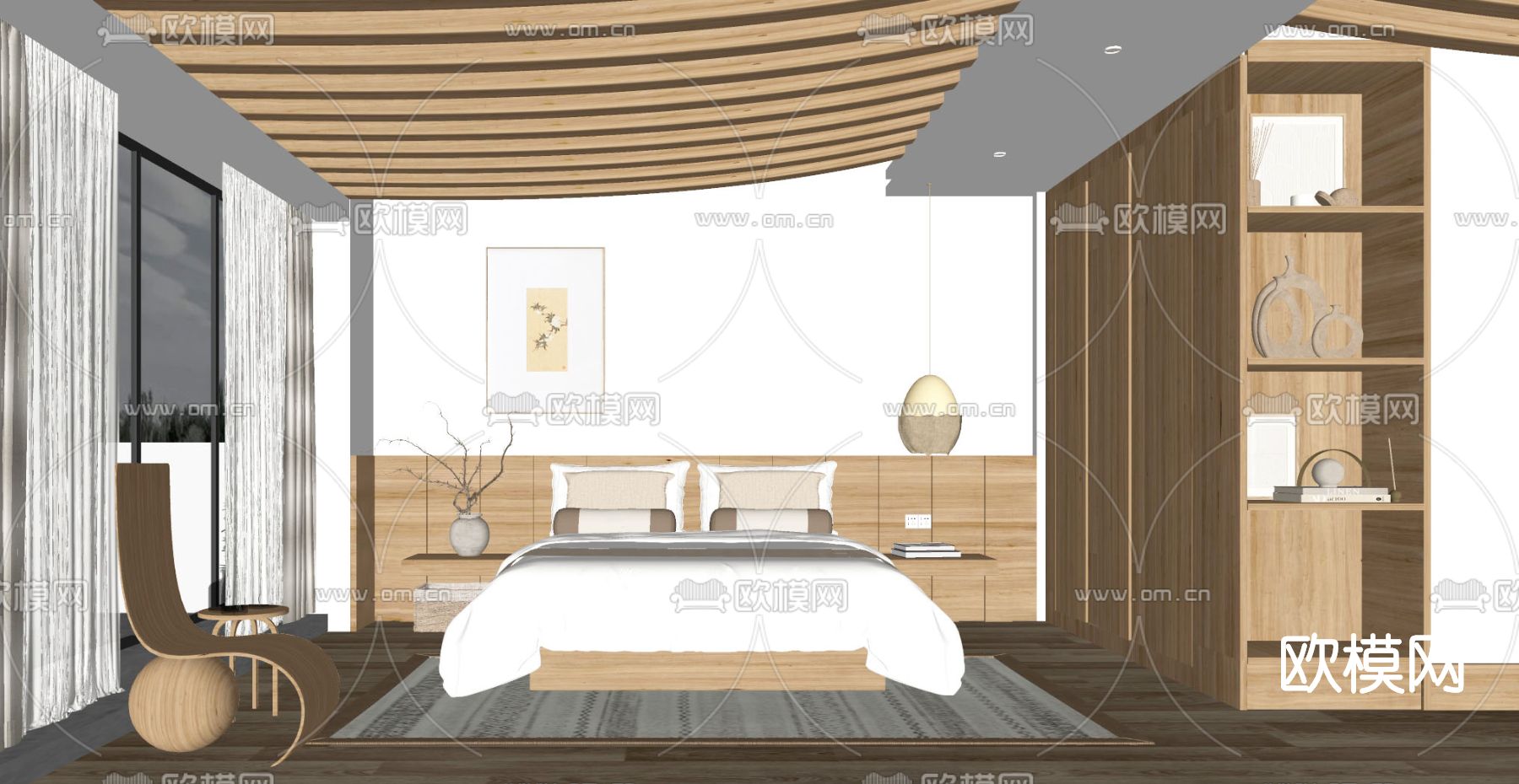 北欧民宿客房su模型下载（渲染图2）