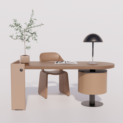  北欧风办公桌椅su模型 