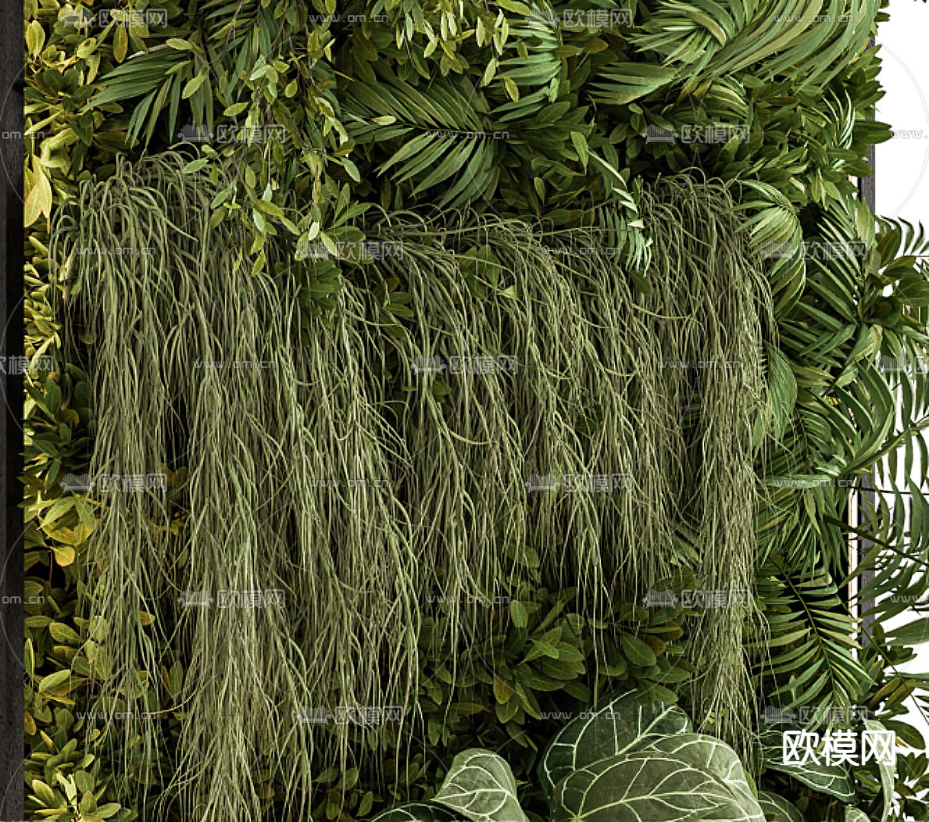 现代绿植墙3d模型