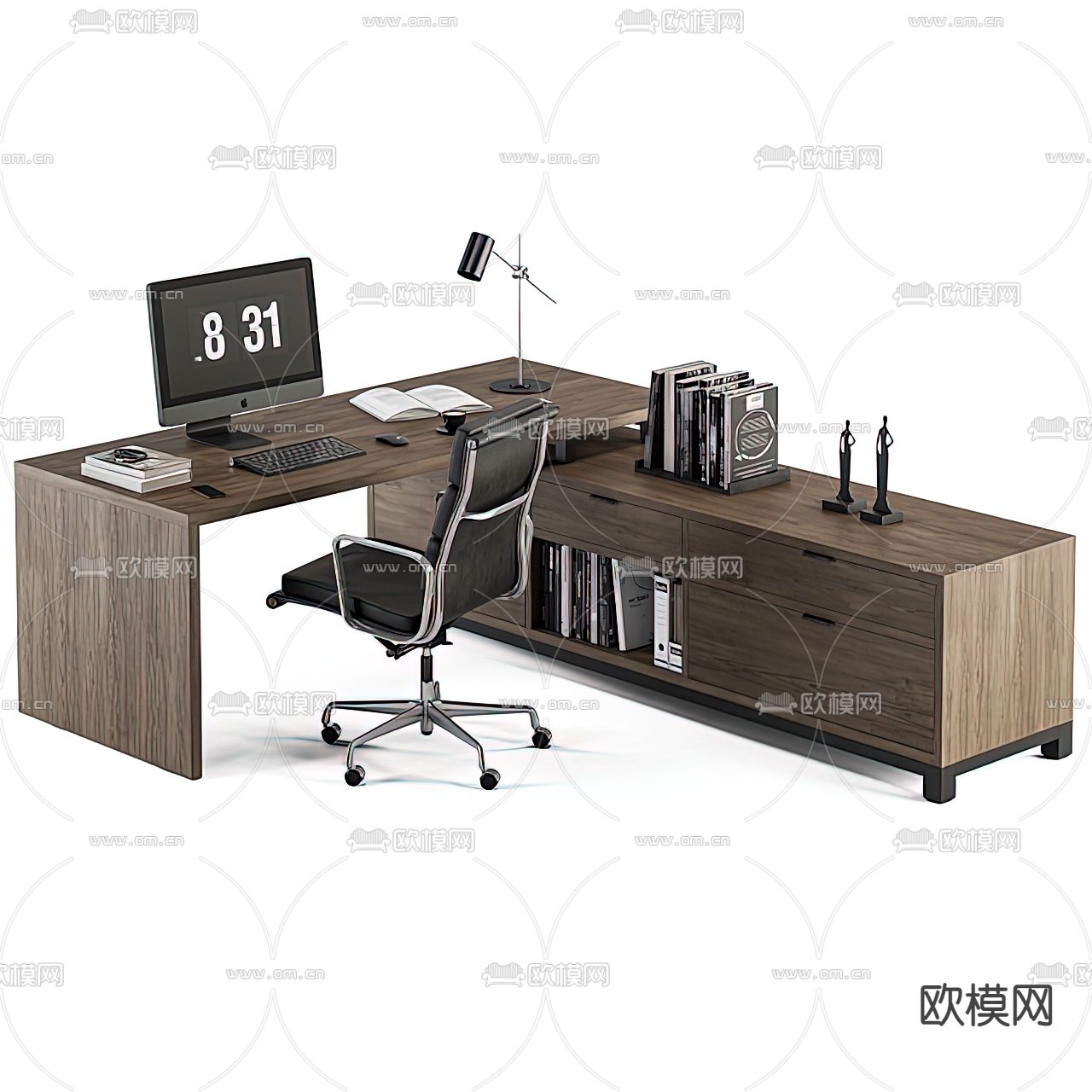 现代实木班台桌3d模型