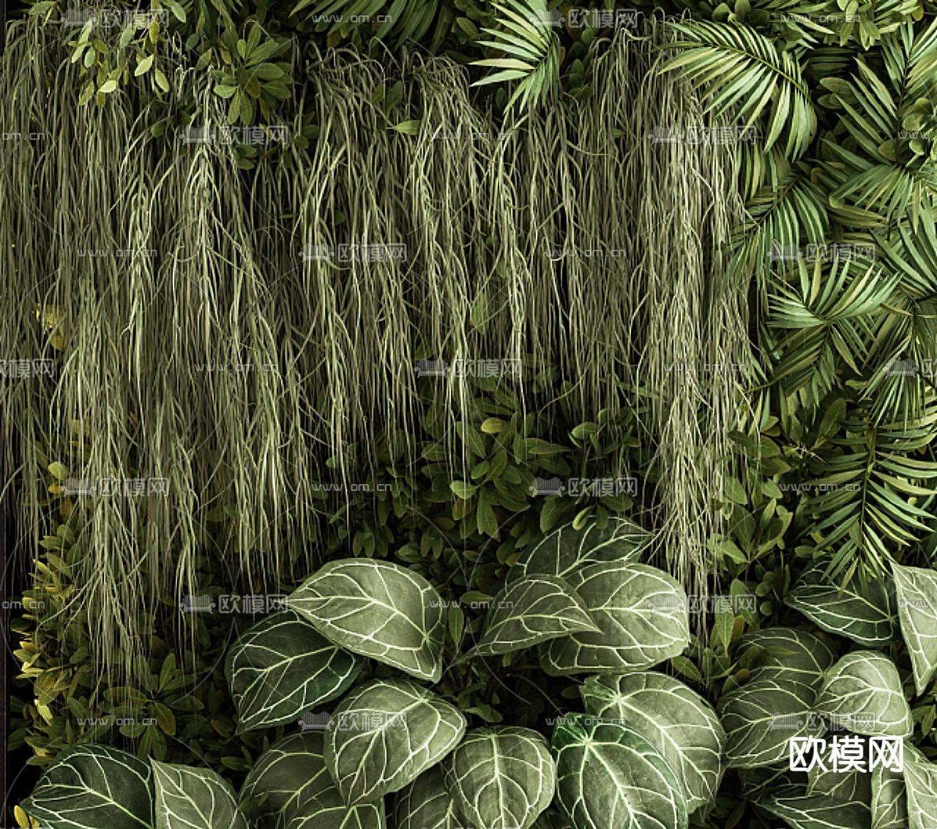 现代绿植墙3d模型