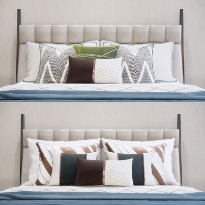  现代床品抱枕su模型 