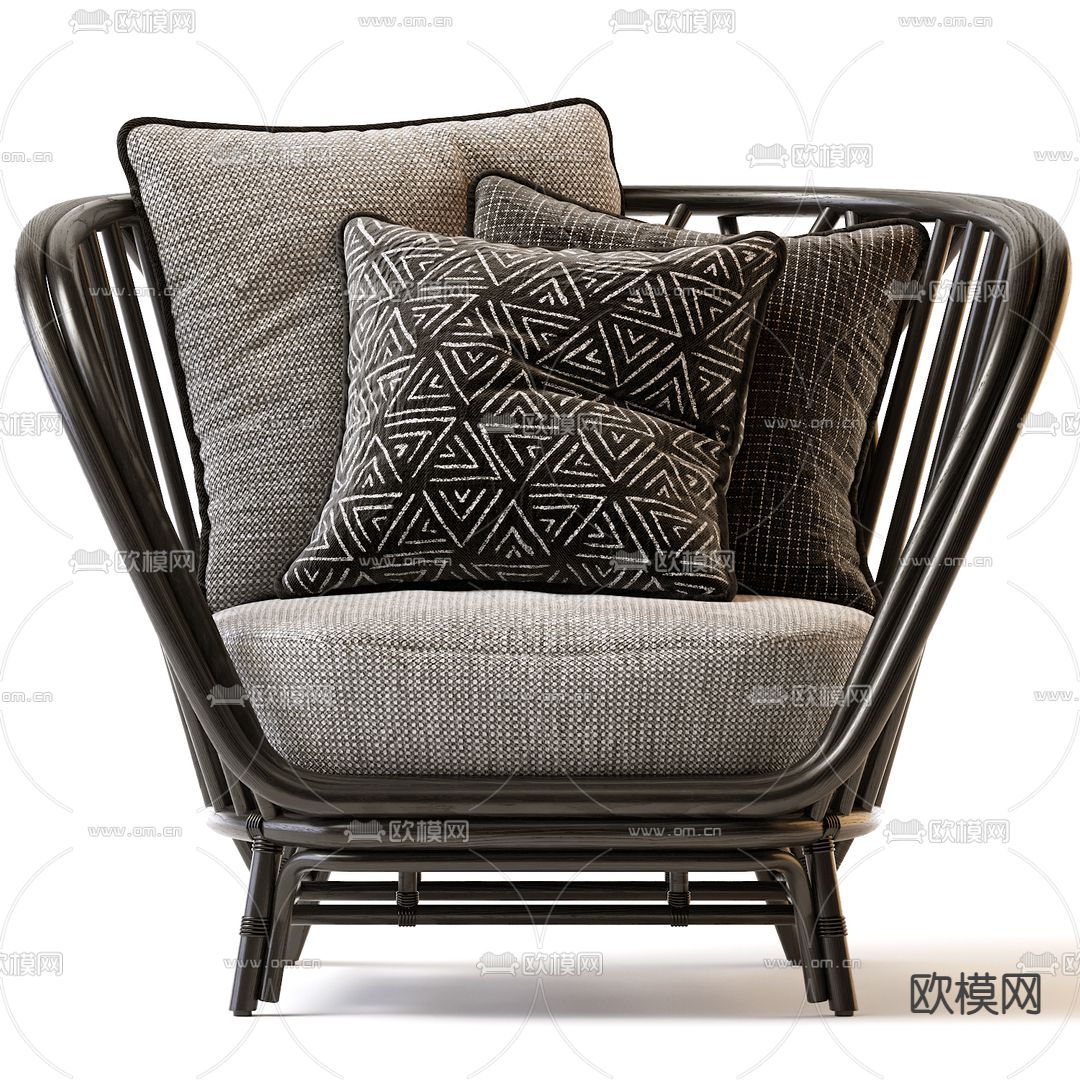 北欧布艺休闲户外椅3d模型下载（渲染图3）
