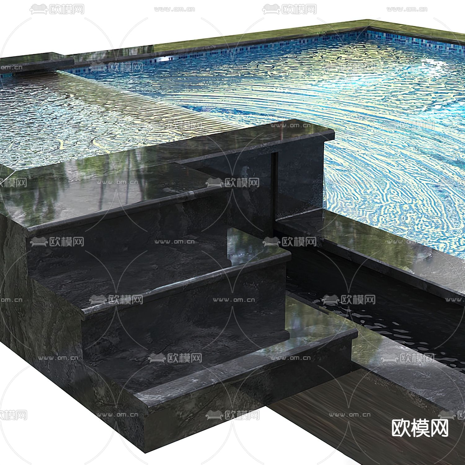 现代户外游泳池3d模型下载（渲染图3）