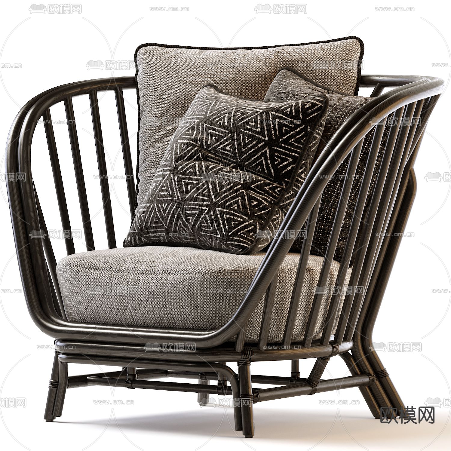 北欧布艺休闲户外椅3d模型下载（渲染图1）