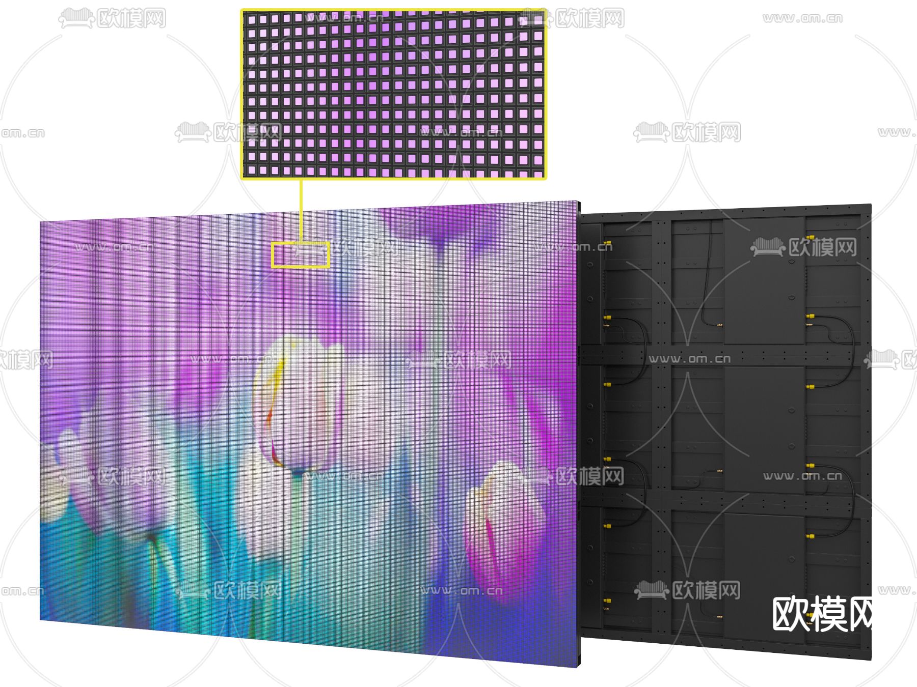 现代led电视显示屏3d模型下载（渲染图2）