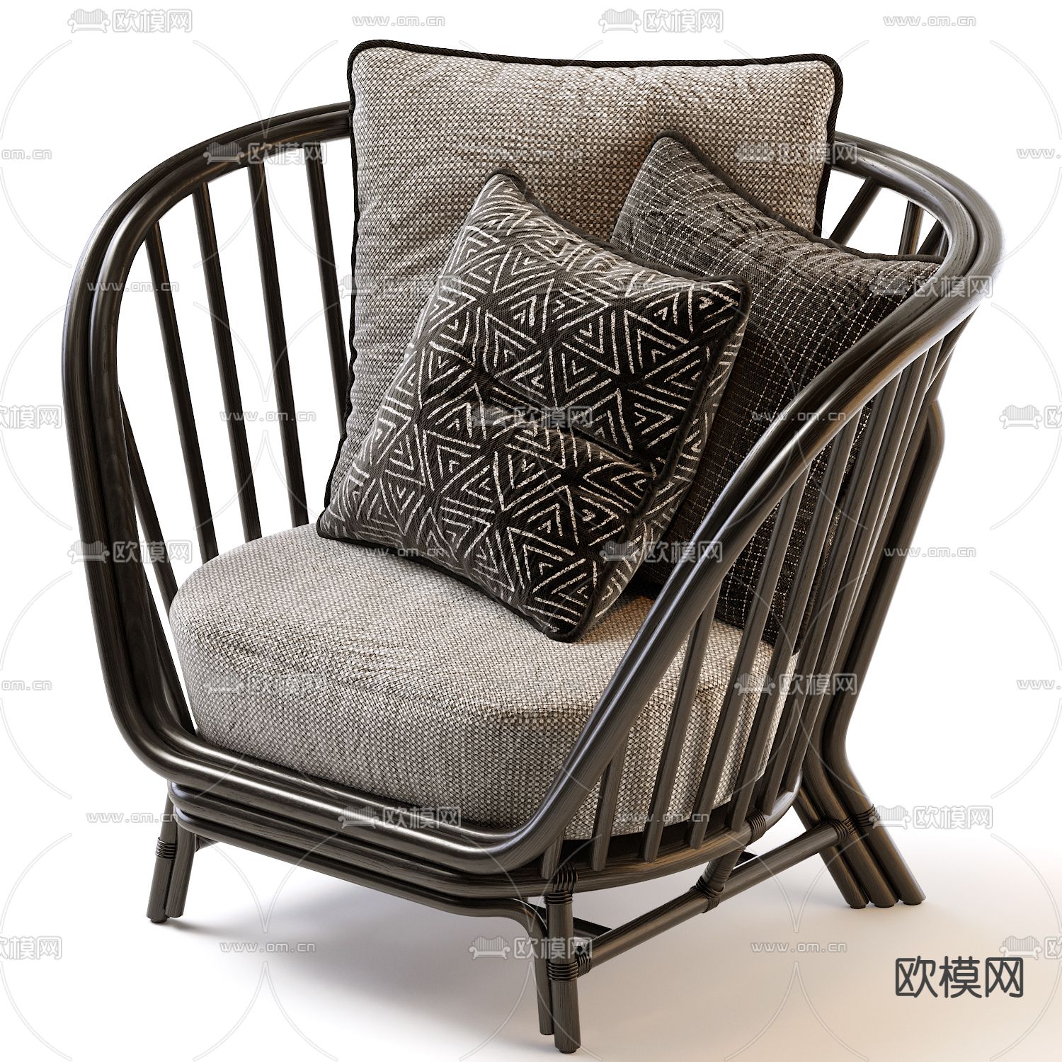 北欧布艺休闲户外椅3d模型下载（渲染图4）