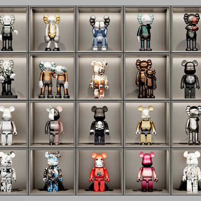  现代KAWS公仔摆件su模型 