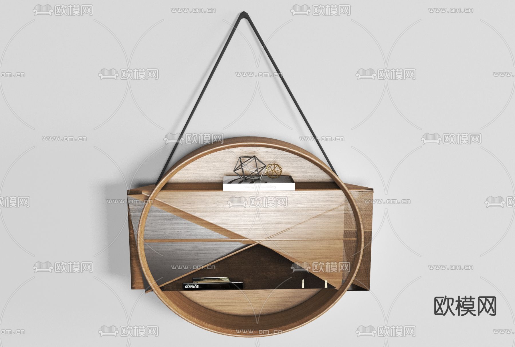 北欧实木饰品吊柜免费3d模型下载