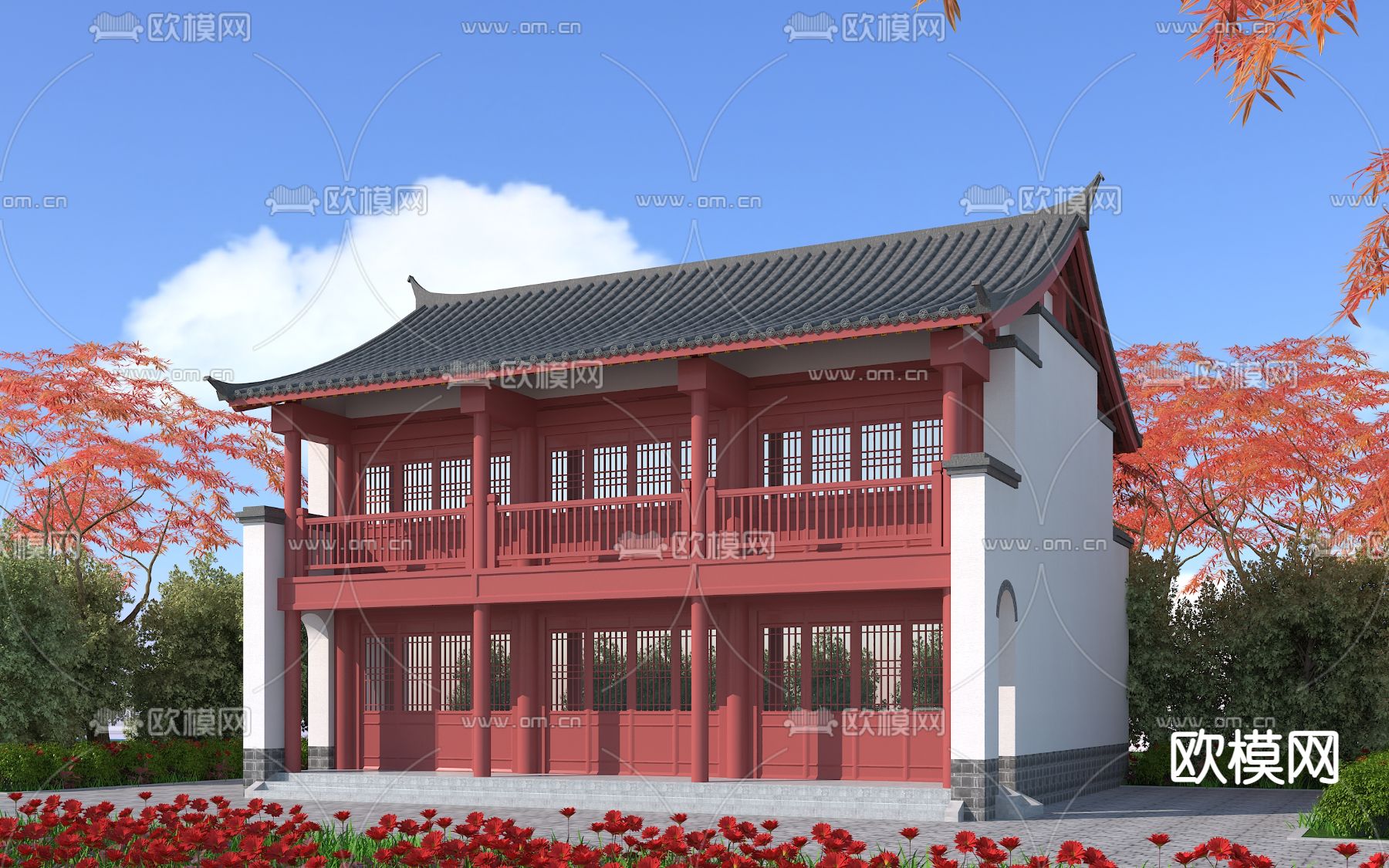 中式仿古建筑3d模型