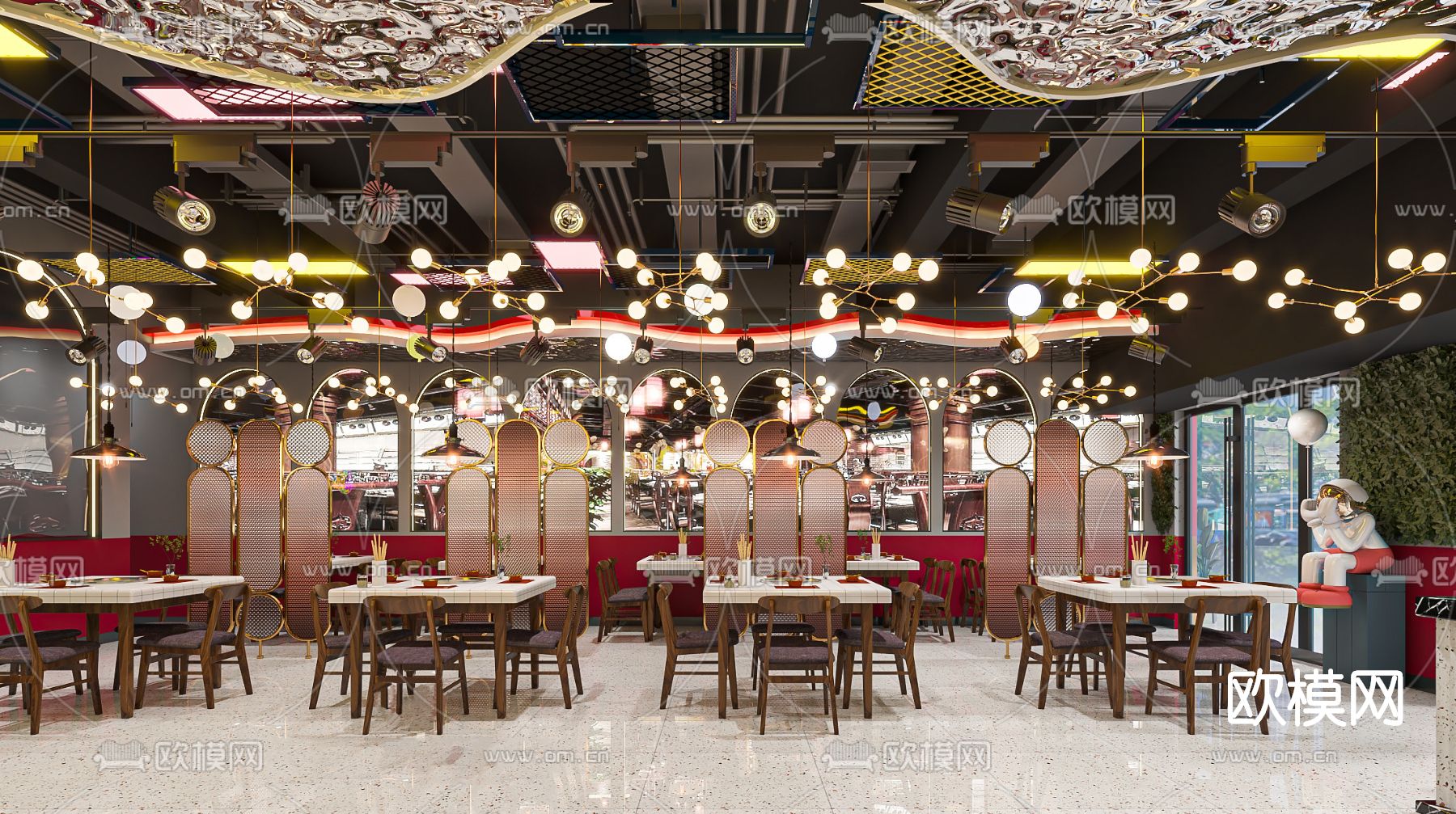 现代火锅店3d模型下载（渲染图1）