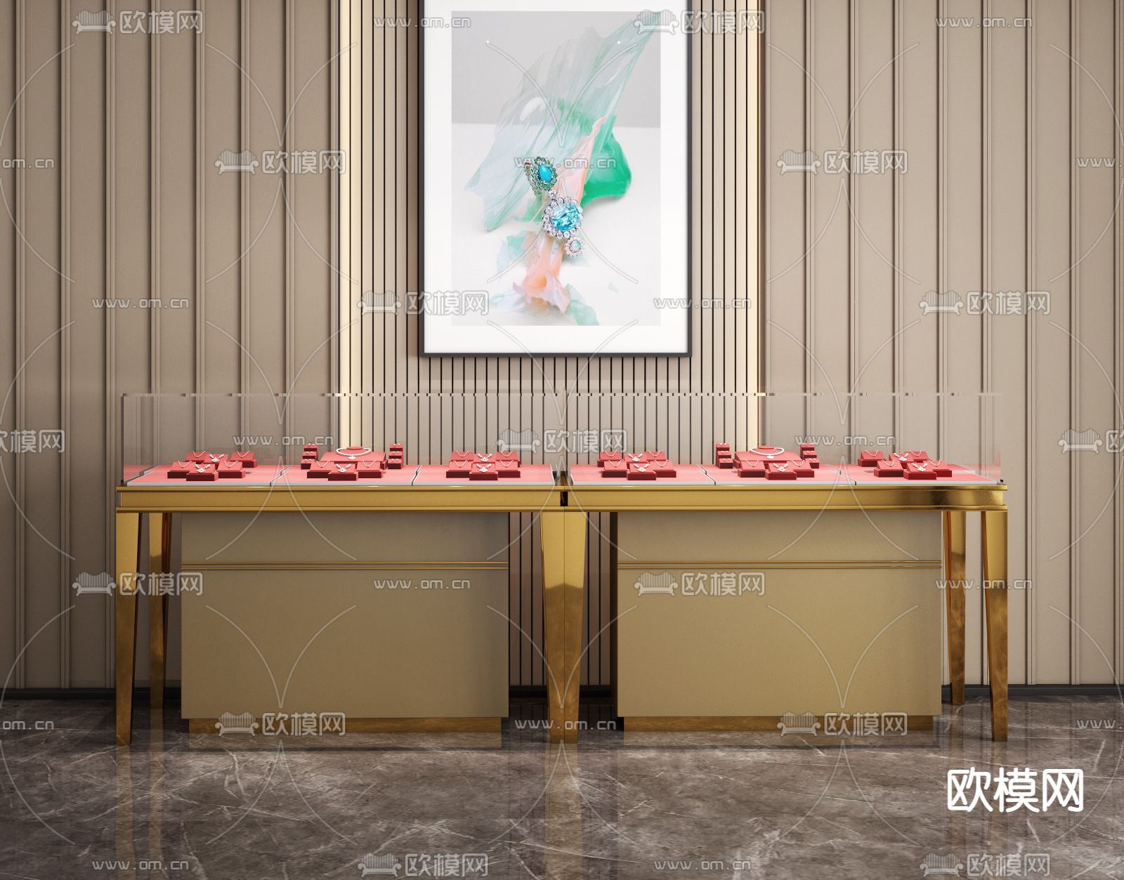 现代珠宝店展柜中岛3d模型下载