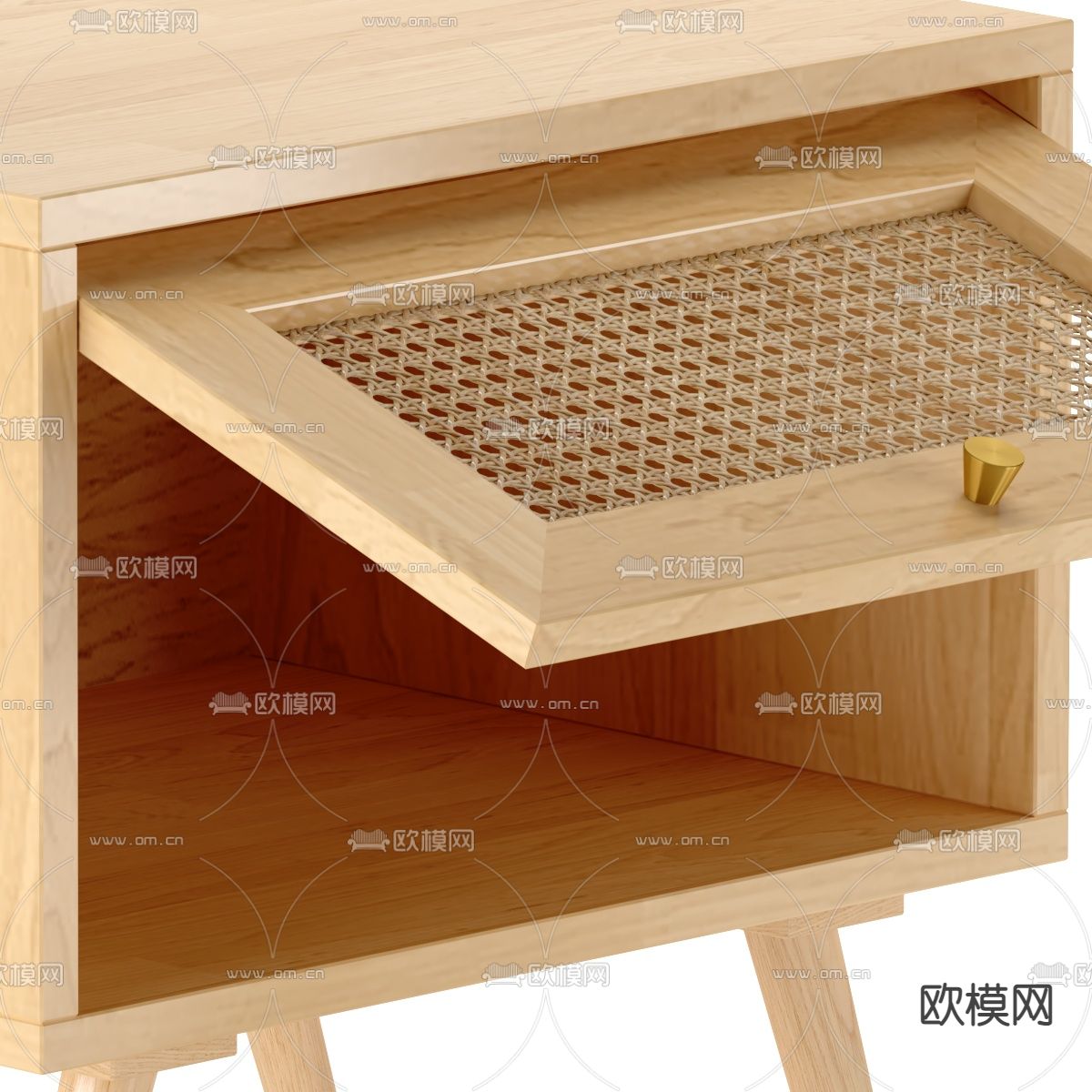 北欧原木床头柜3d模型下载（渲染图3）