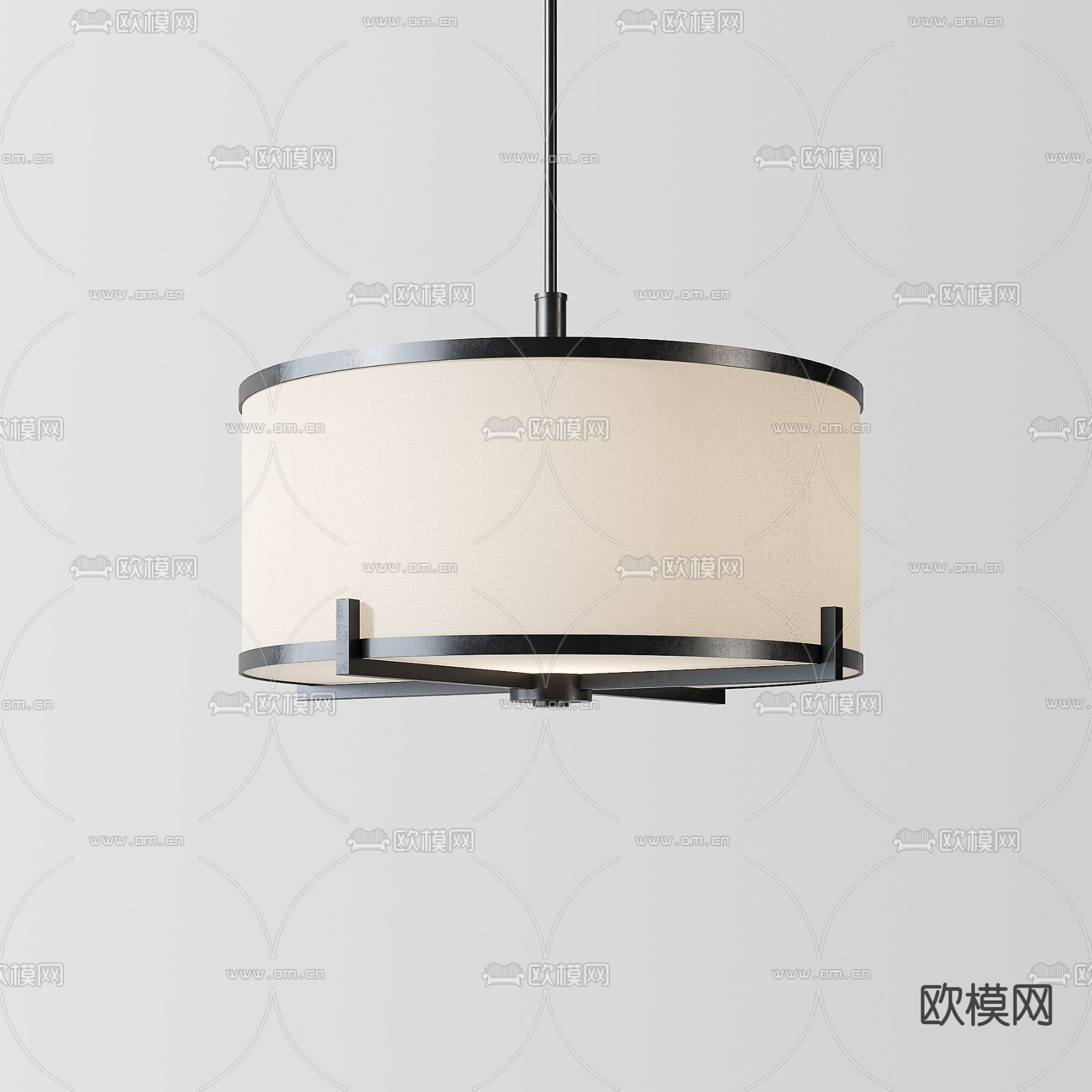 新中式布艺吊灯3d模型