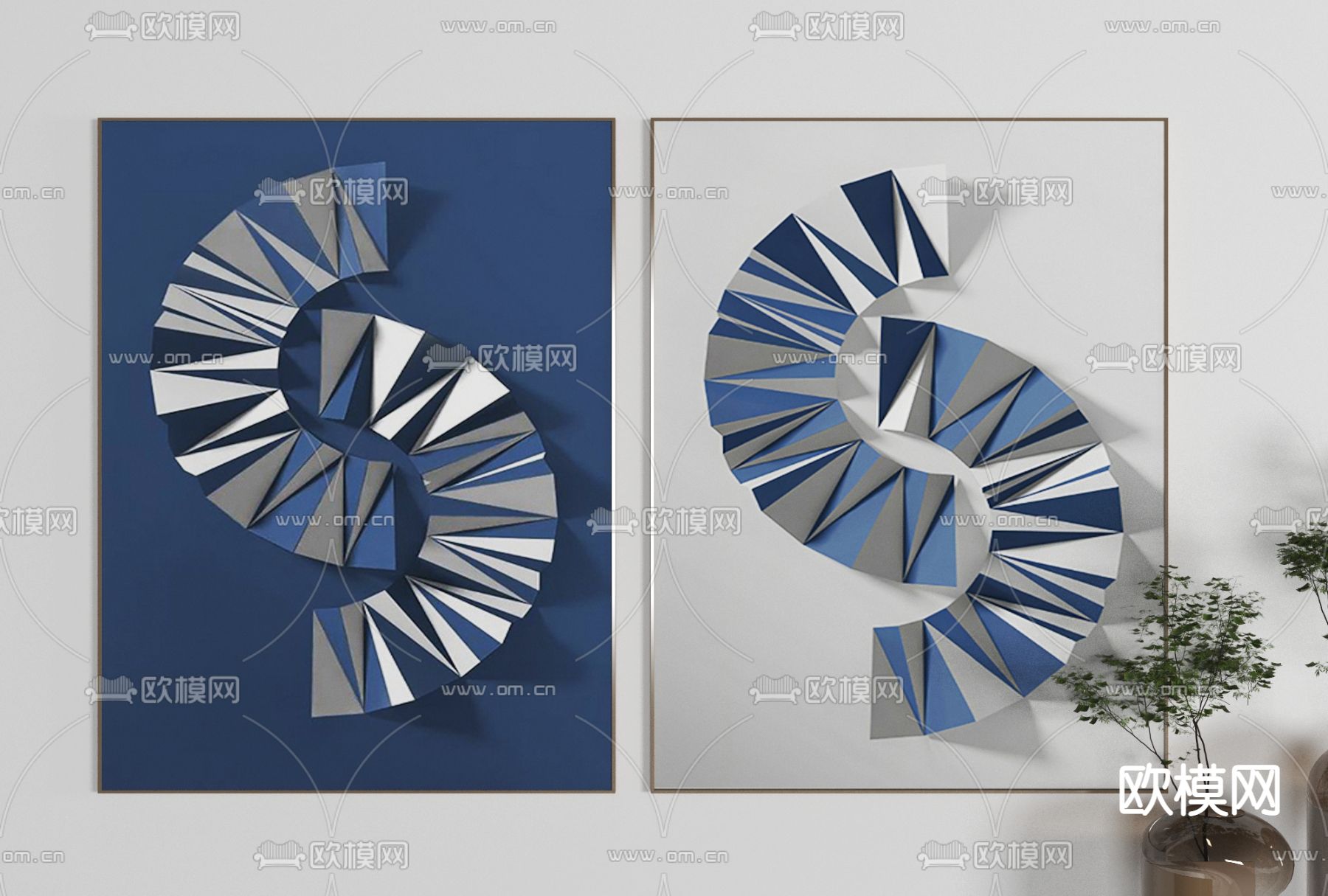 现代抽象装饰画免费3d模型下载