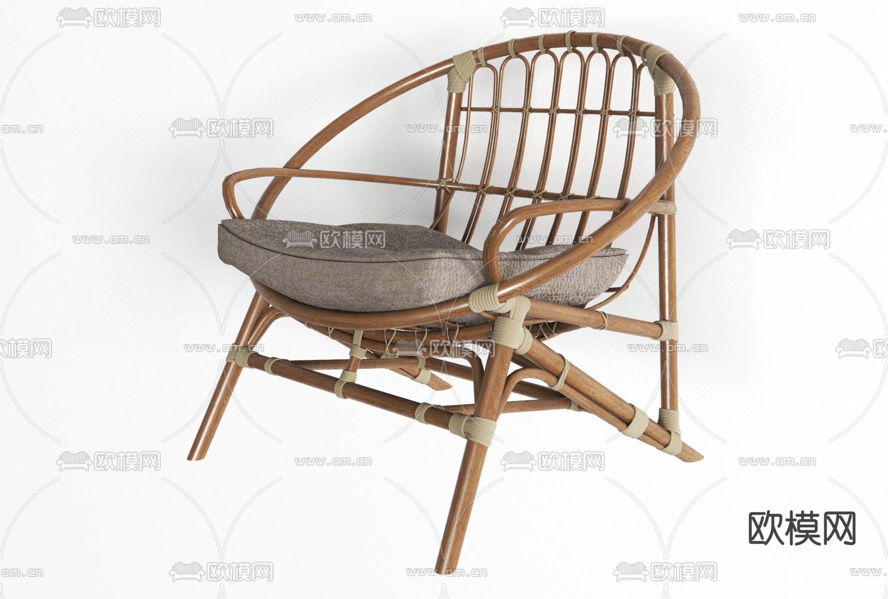 北欧实木户外椅免费3d模型下载