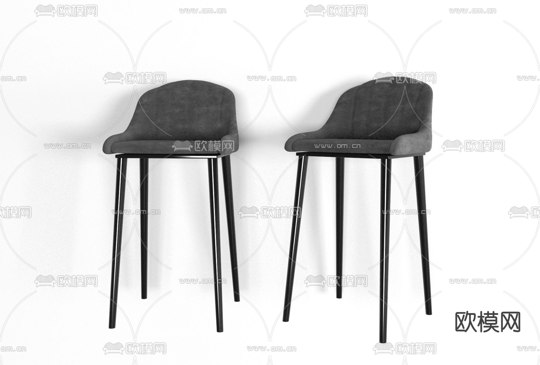 现代布艺吧椅免费3d模型下载