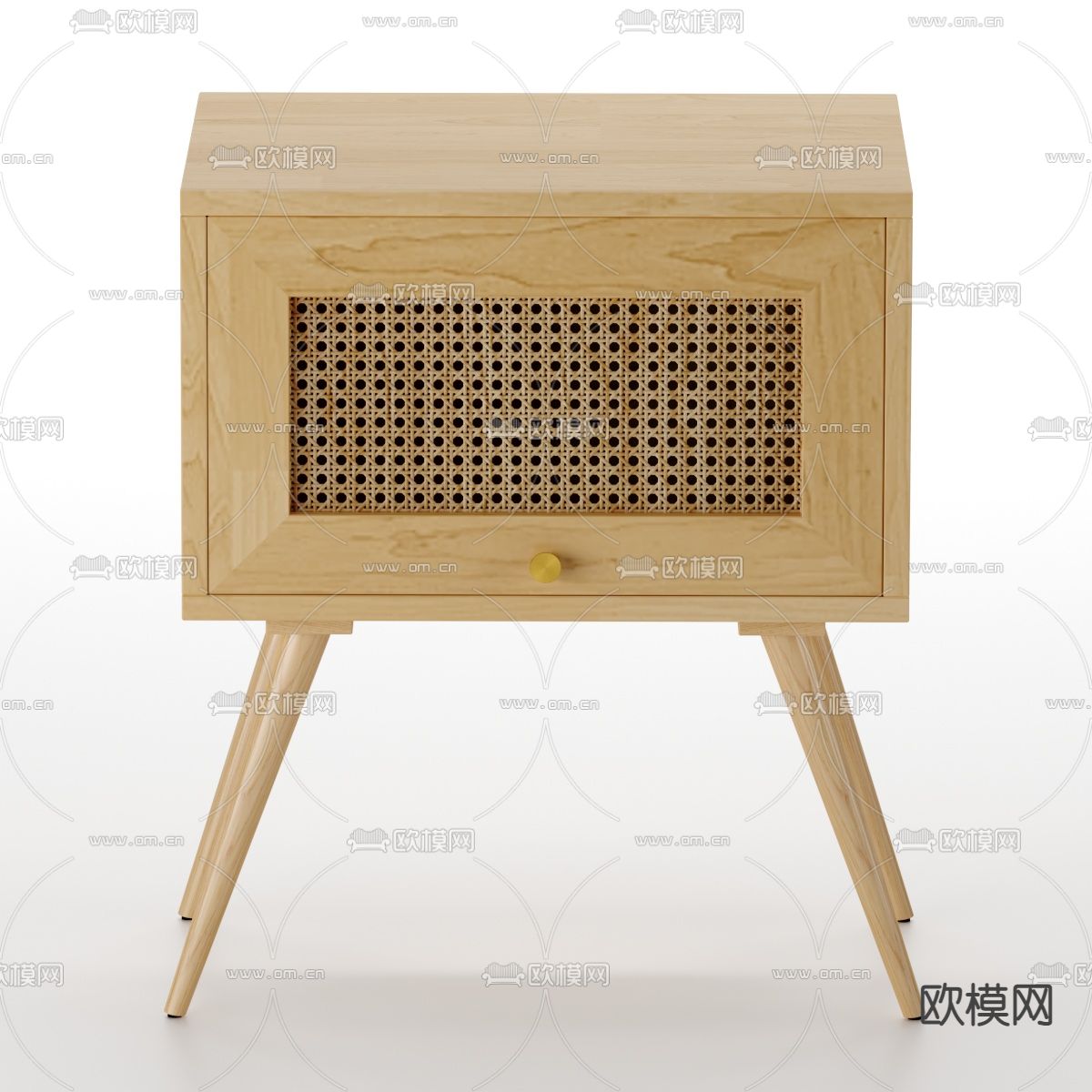 北欧原木床头柜3d模型下载（渲染图1）