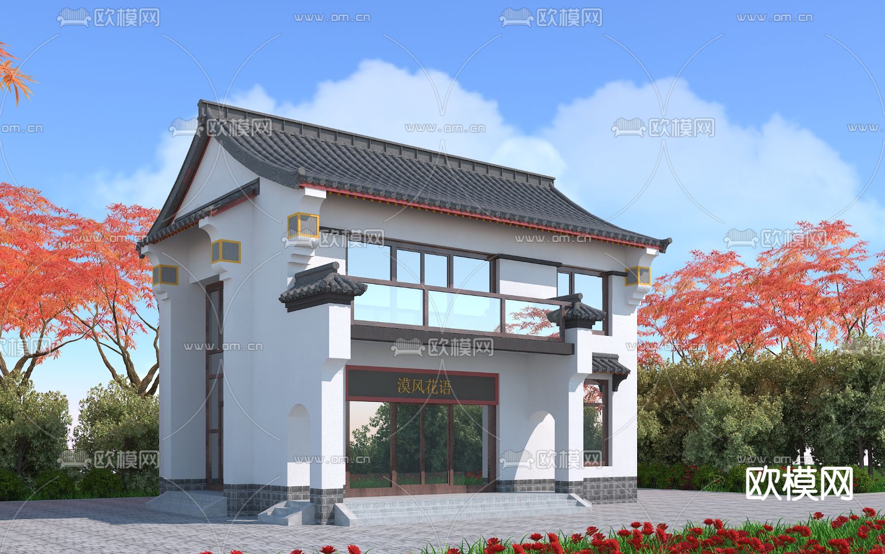 中式仿古建筑3d模型下载
