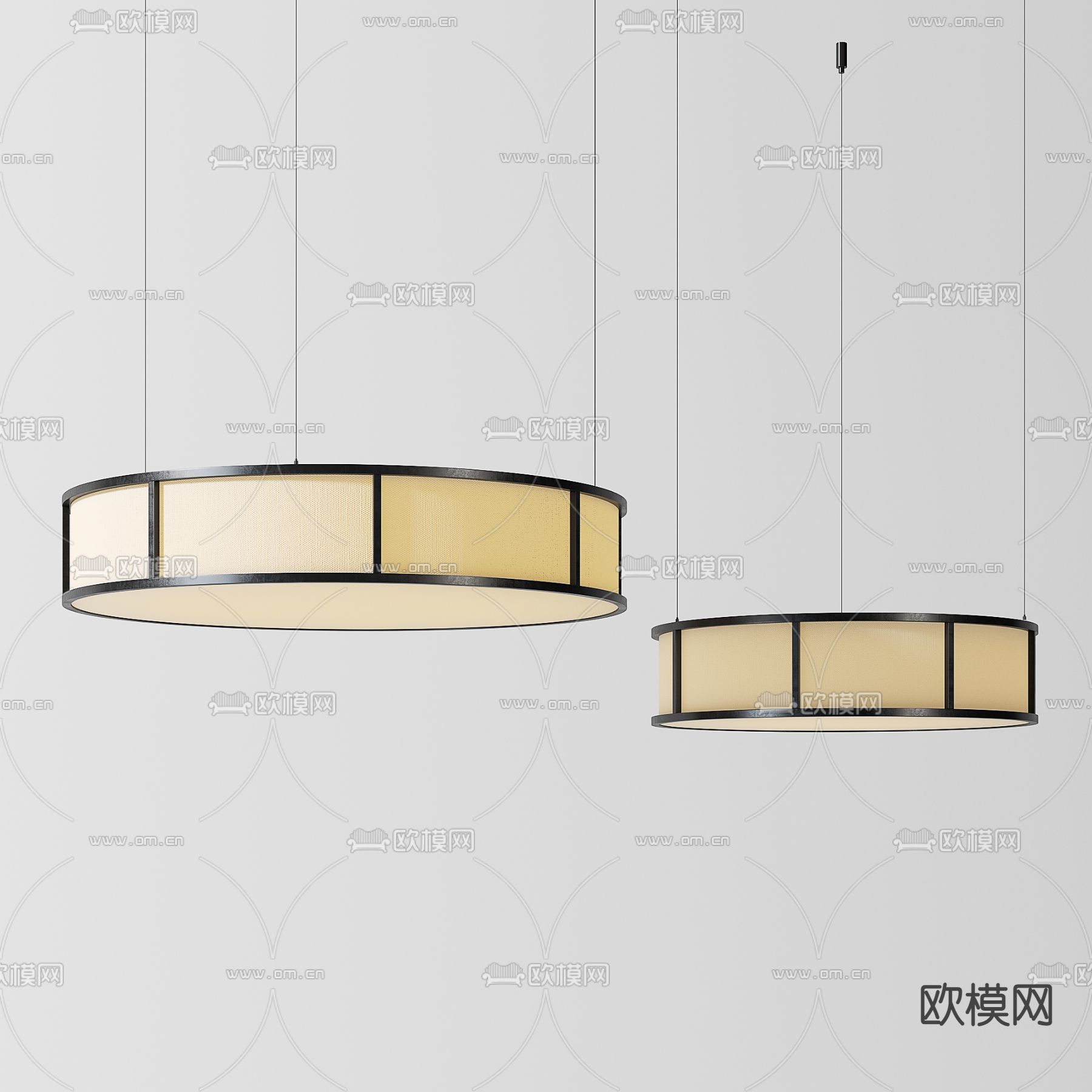 新中式布艺吊灯3d模型