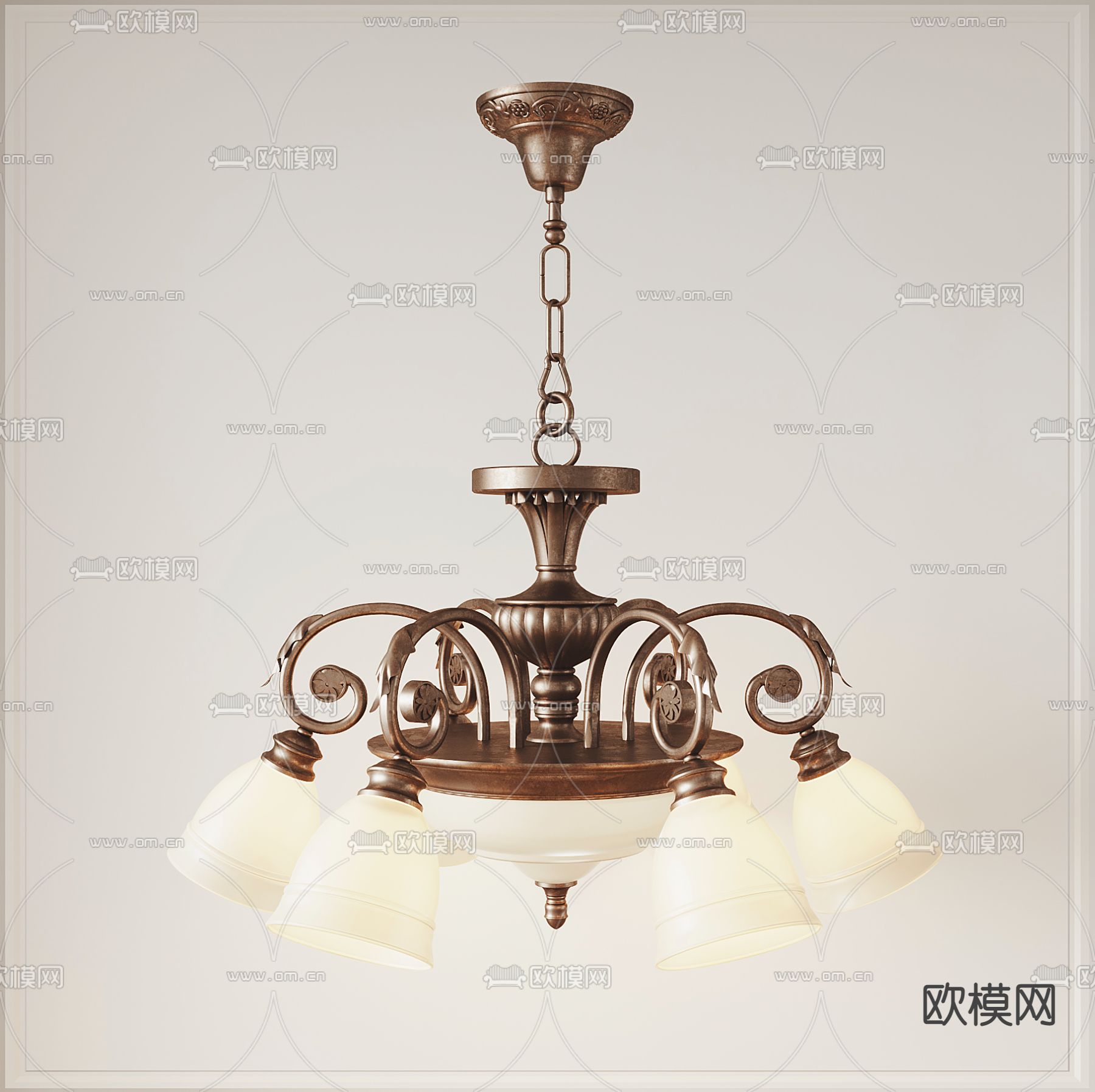 欧式多头吊灯3d模型下载