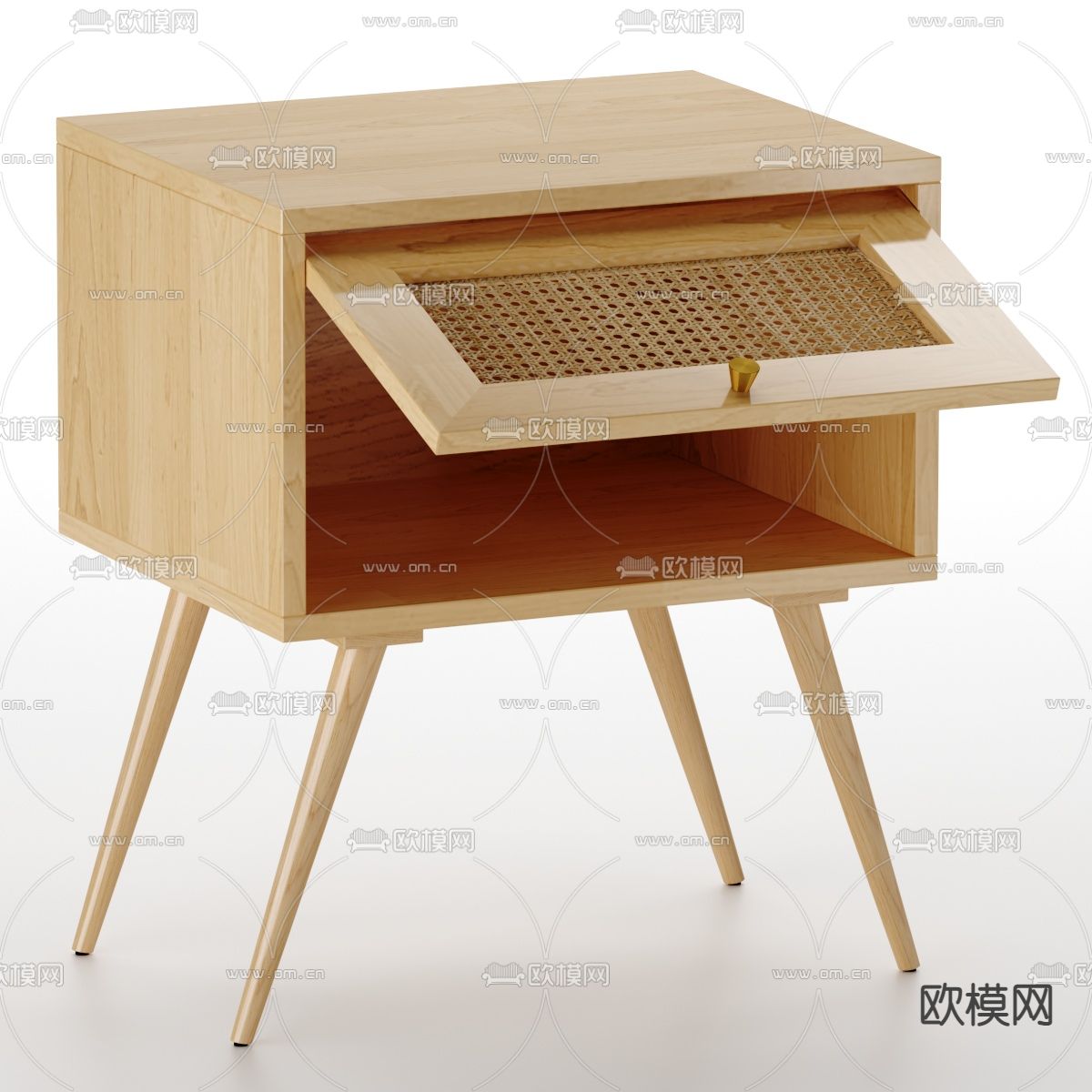 北欧原木床头柜3d模型下载（渲染图2）