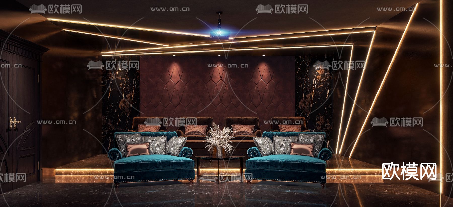 后现代视听室影音室3d模型下载