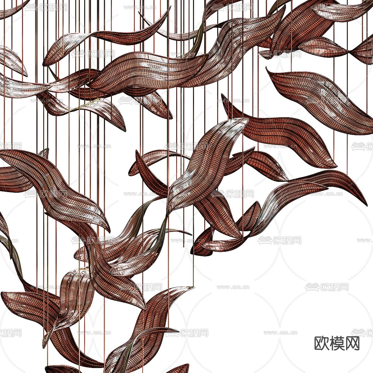 现代水晶装饰吊灯3d模型下载（渲染图4）