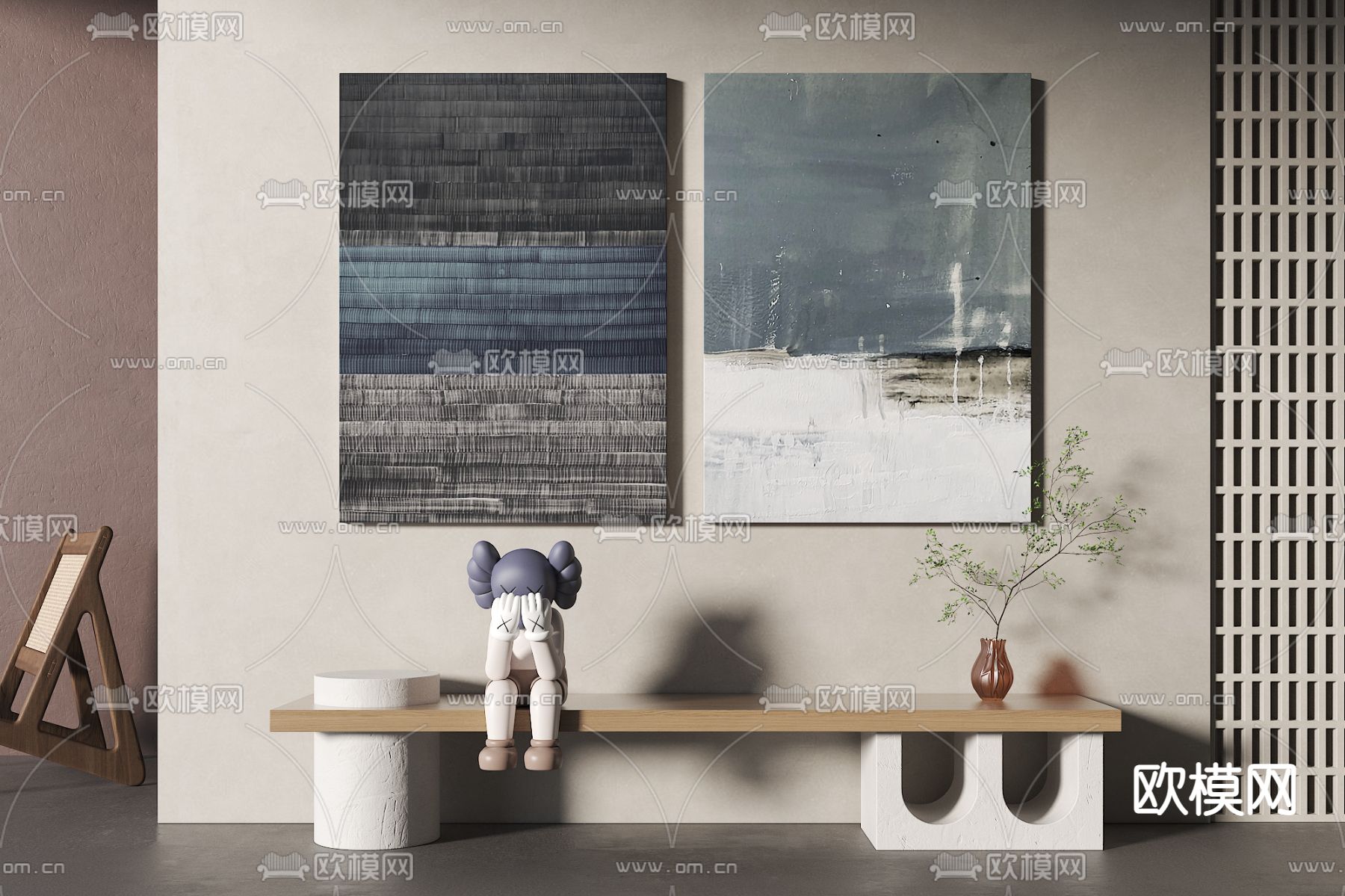 现代抽象装饰画3d模型