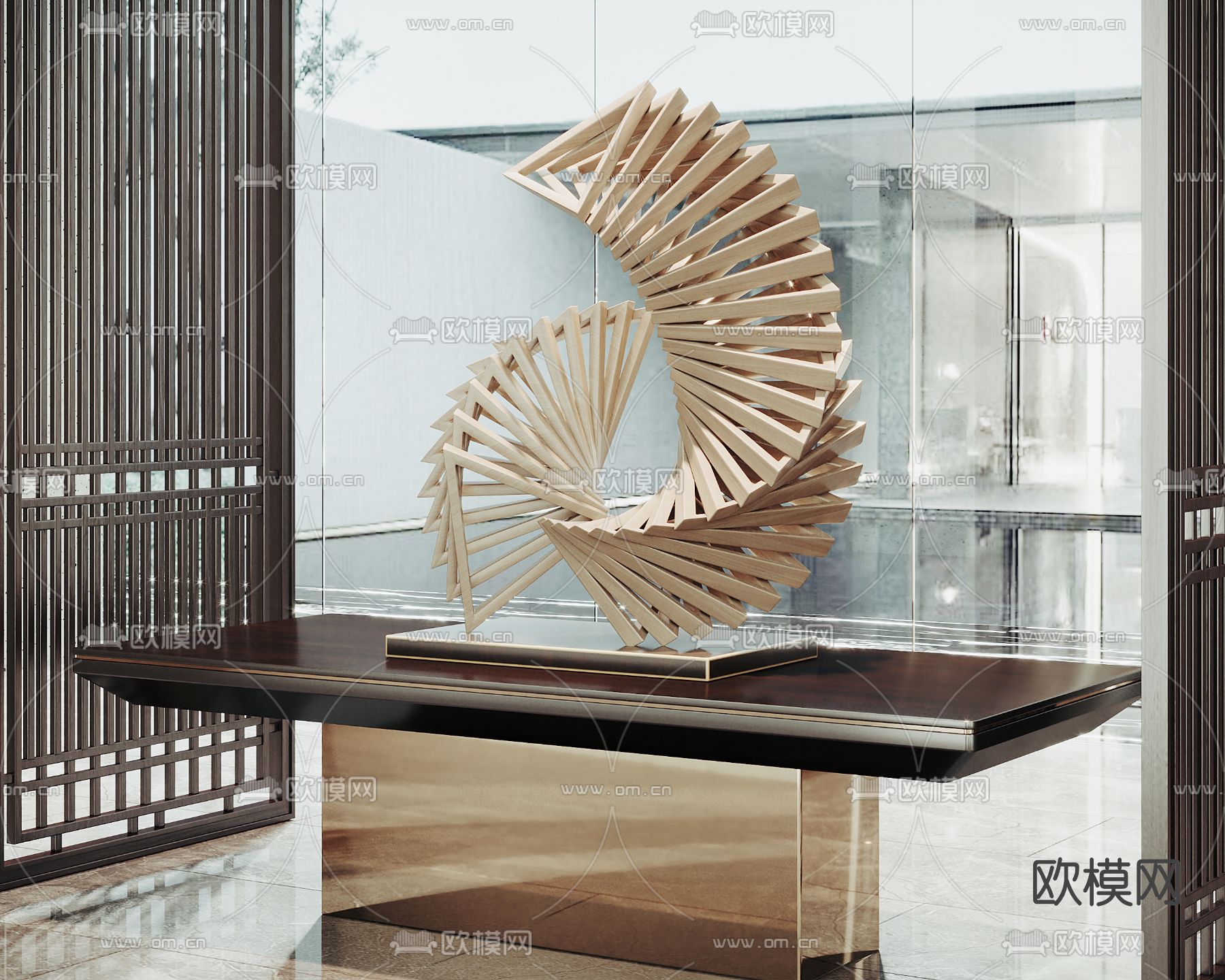 现代抽象雕塑3d模型下载