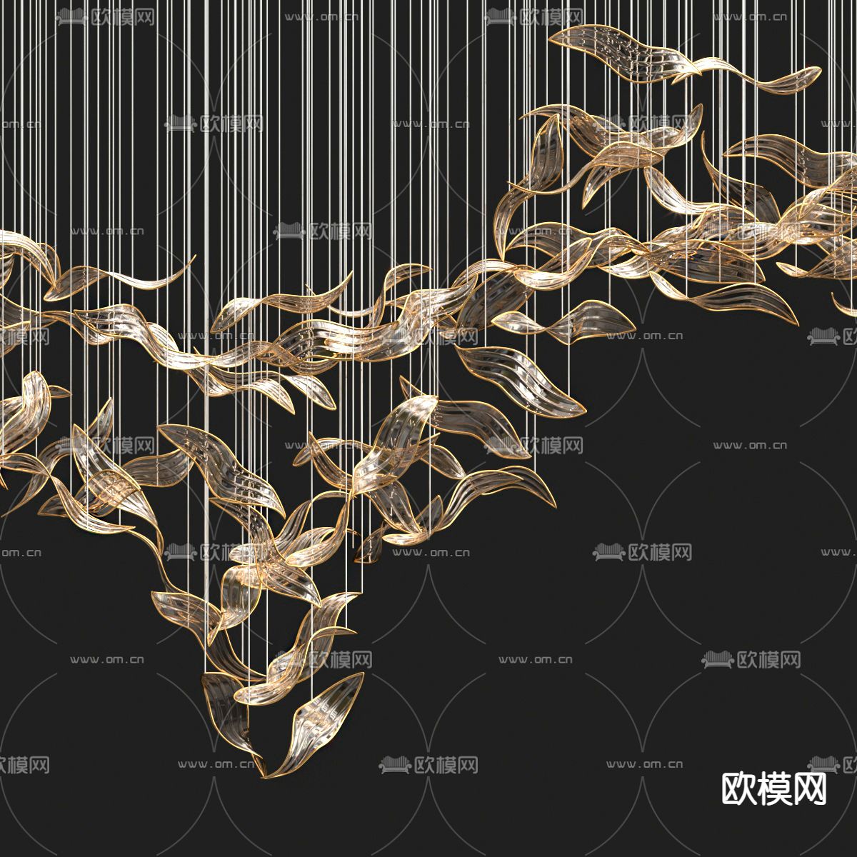 现代水晶装饰吊灯3d模型下载（渲染图3）