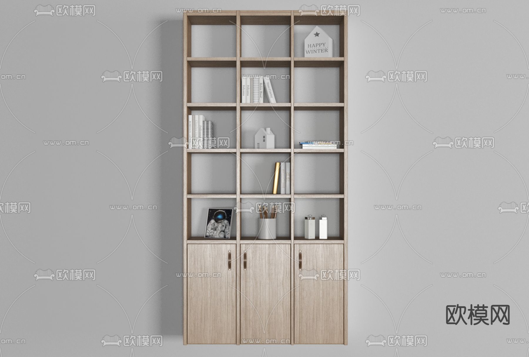 北欧实木装饰柜免费3d模型下载