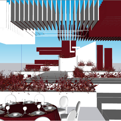  现代红色秀场风su模型 